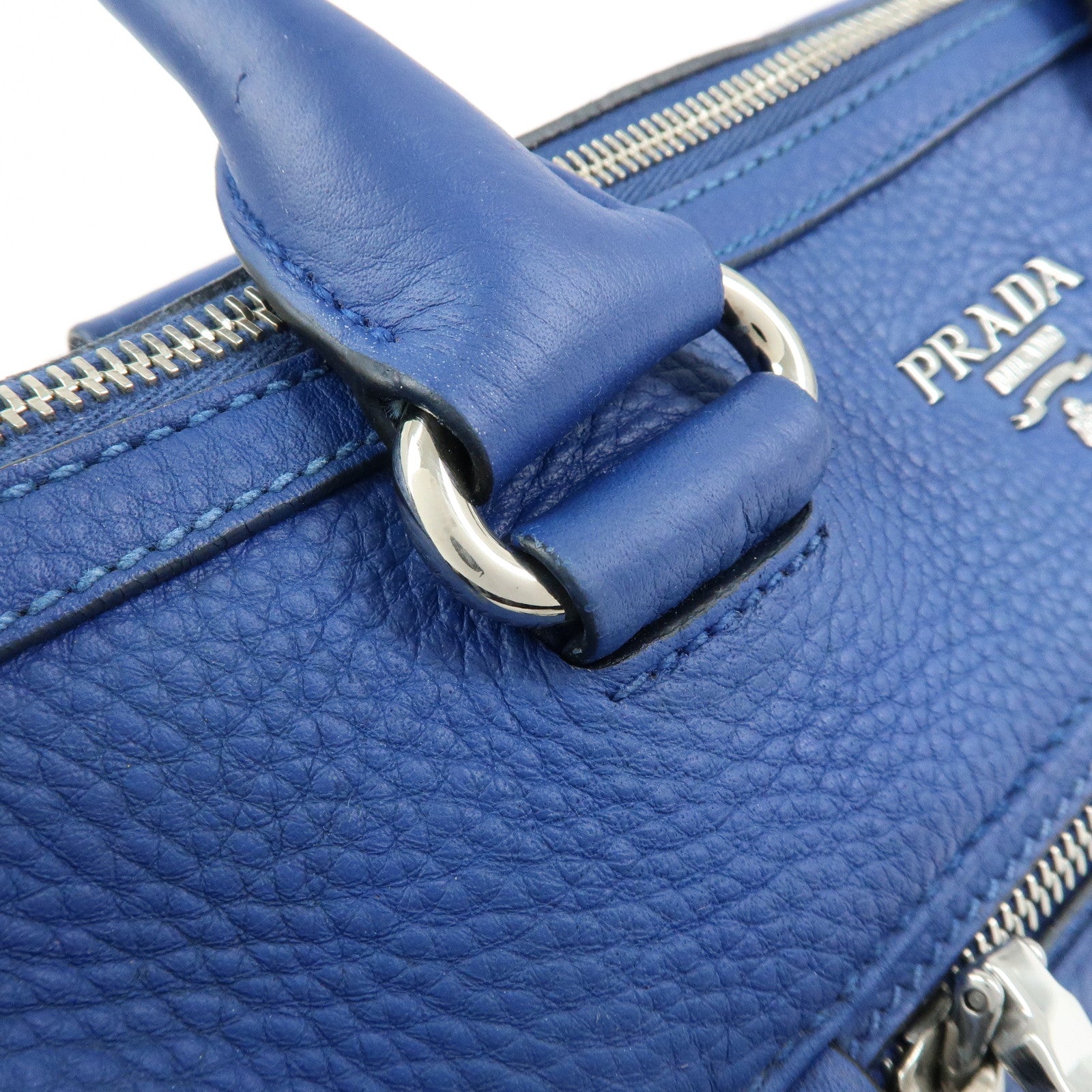 PRADA Leather 2Way Bag Hand Bag Shoulder Bag Blue BL0805