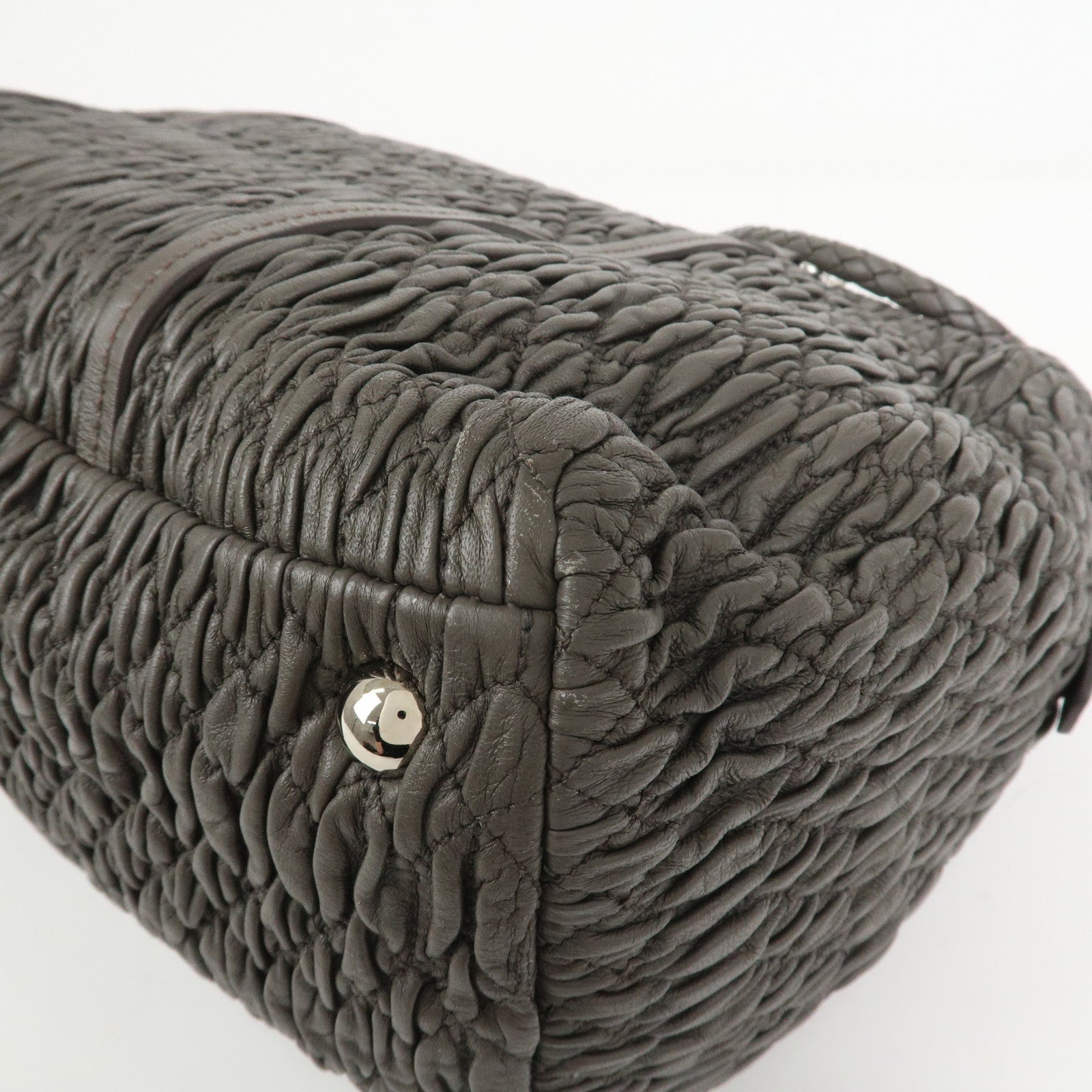 MIUMIU Logo Matelasse Nappa Leather Chain Shoulder Bag Gray