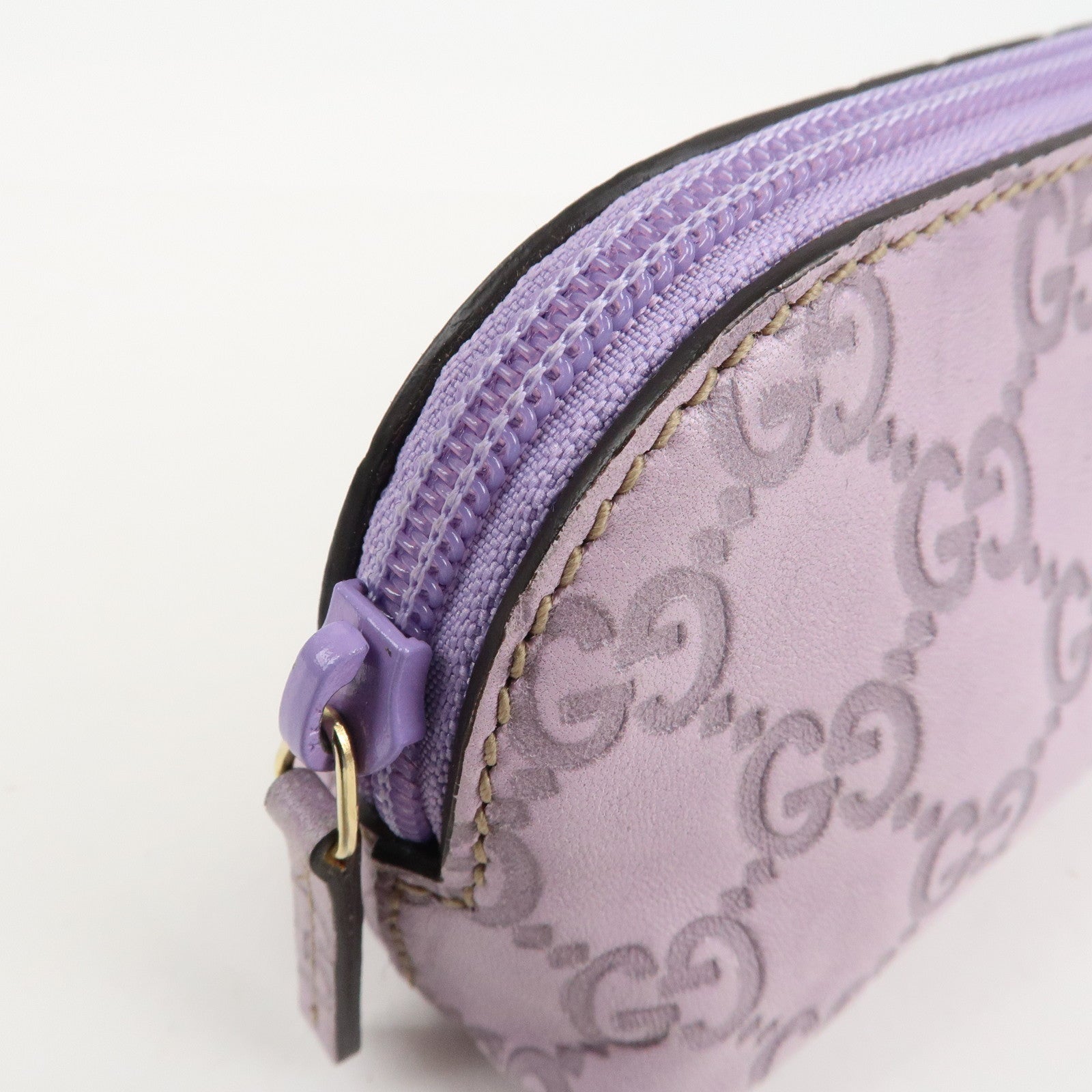 GUCCI Guccissima Leather Cosmetic Pouch Purple 272367 Used