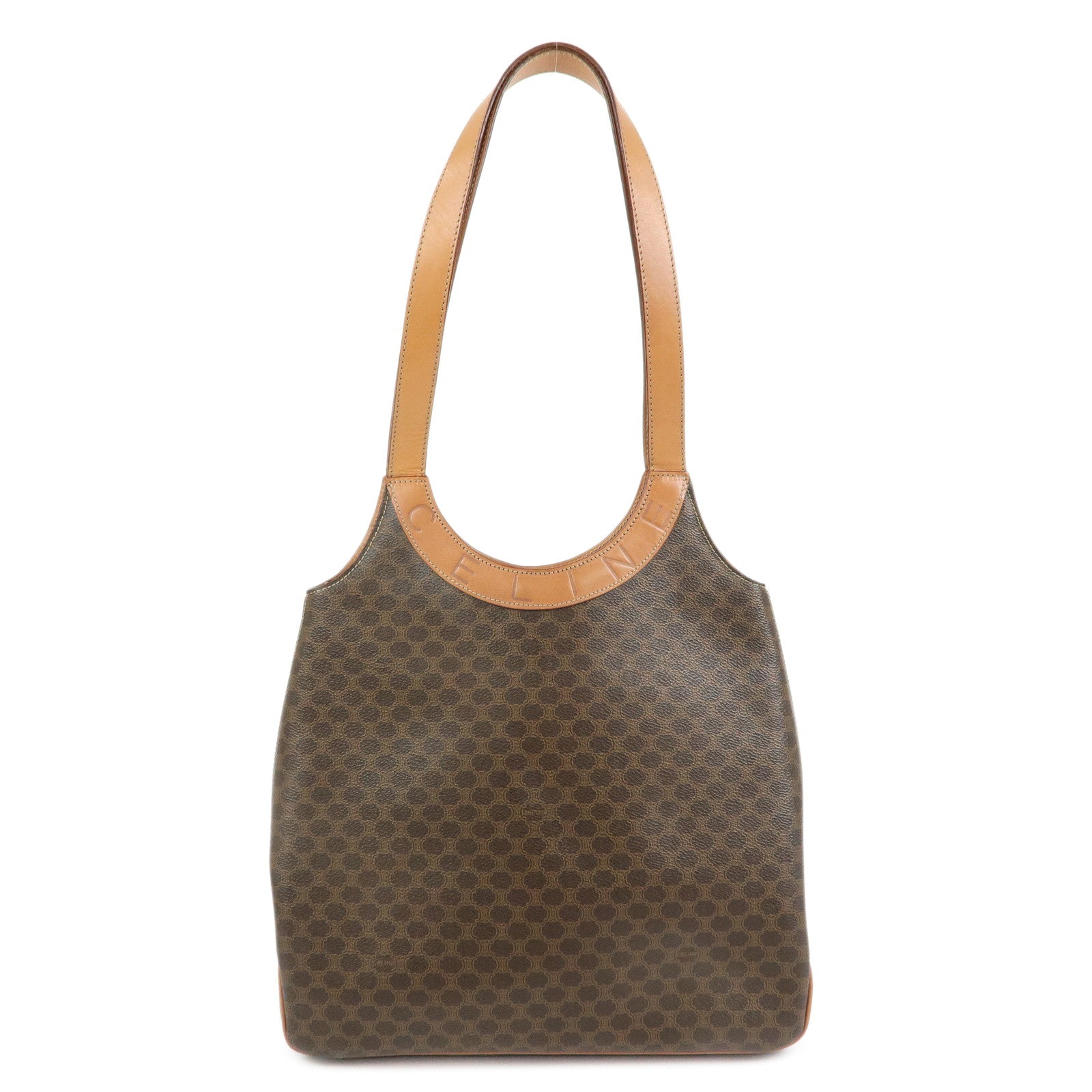 CELINE Macadam PVC Leather Tote Bag Shoulder Bag Brown