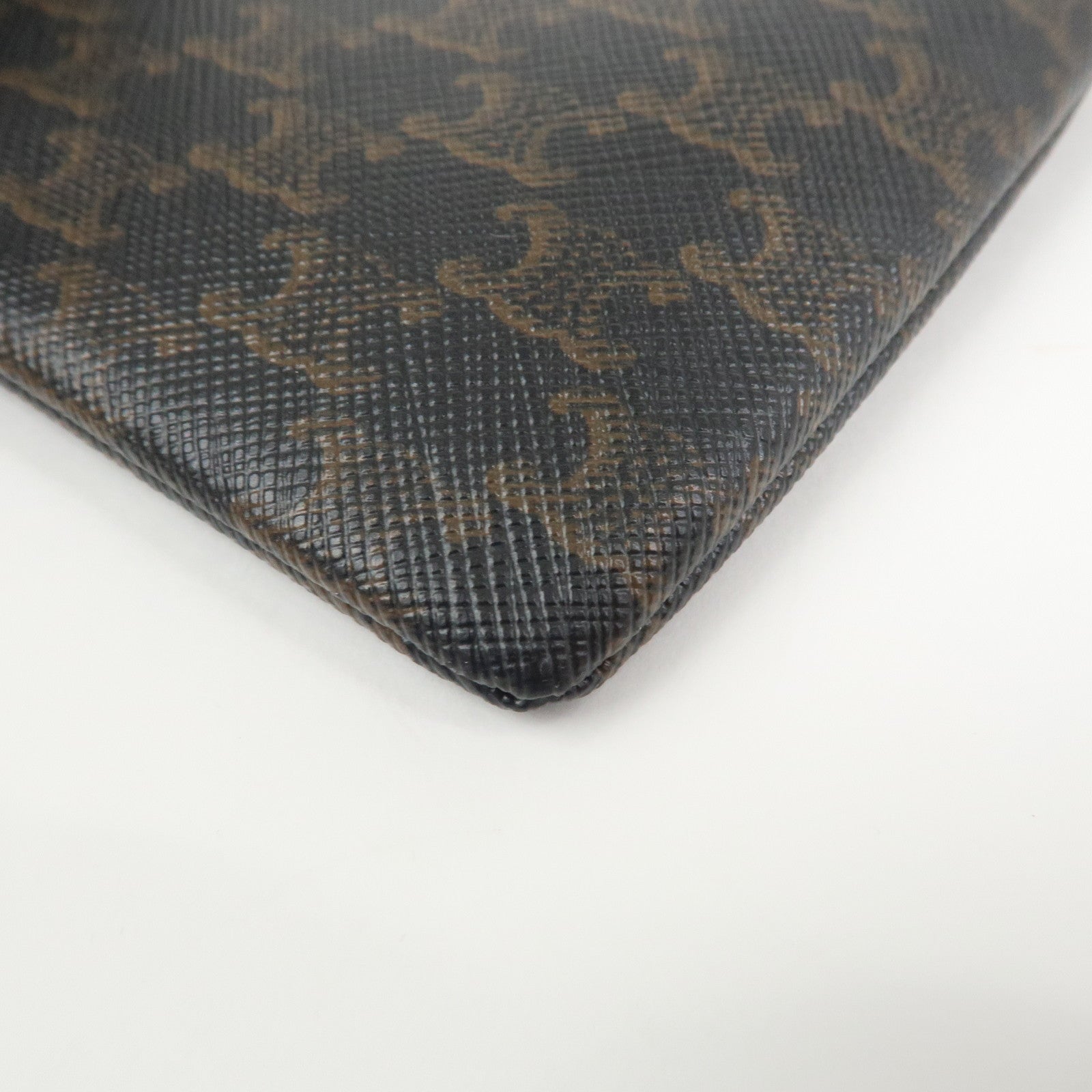 CELINE Triomphe PVC Canvas Cosmetic Pouch Black