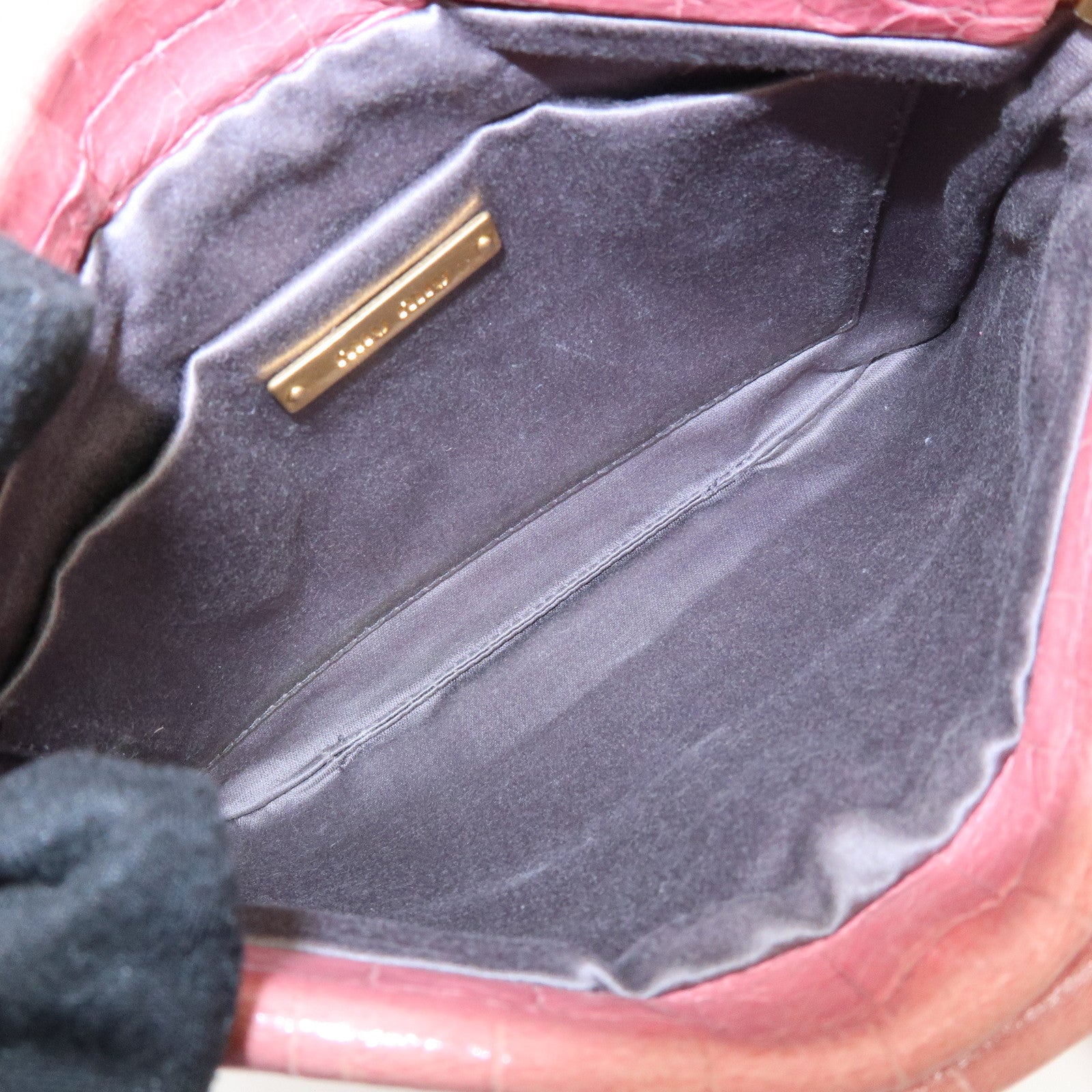 MIU MIU Embossed Leather Shoulder Bag Crossbody Bag Pink