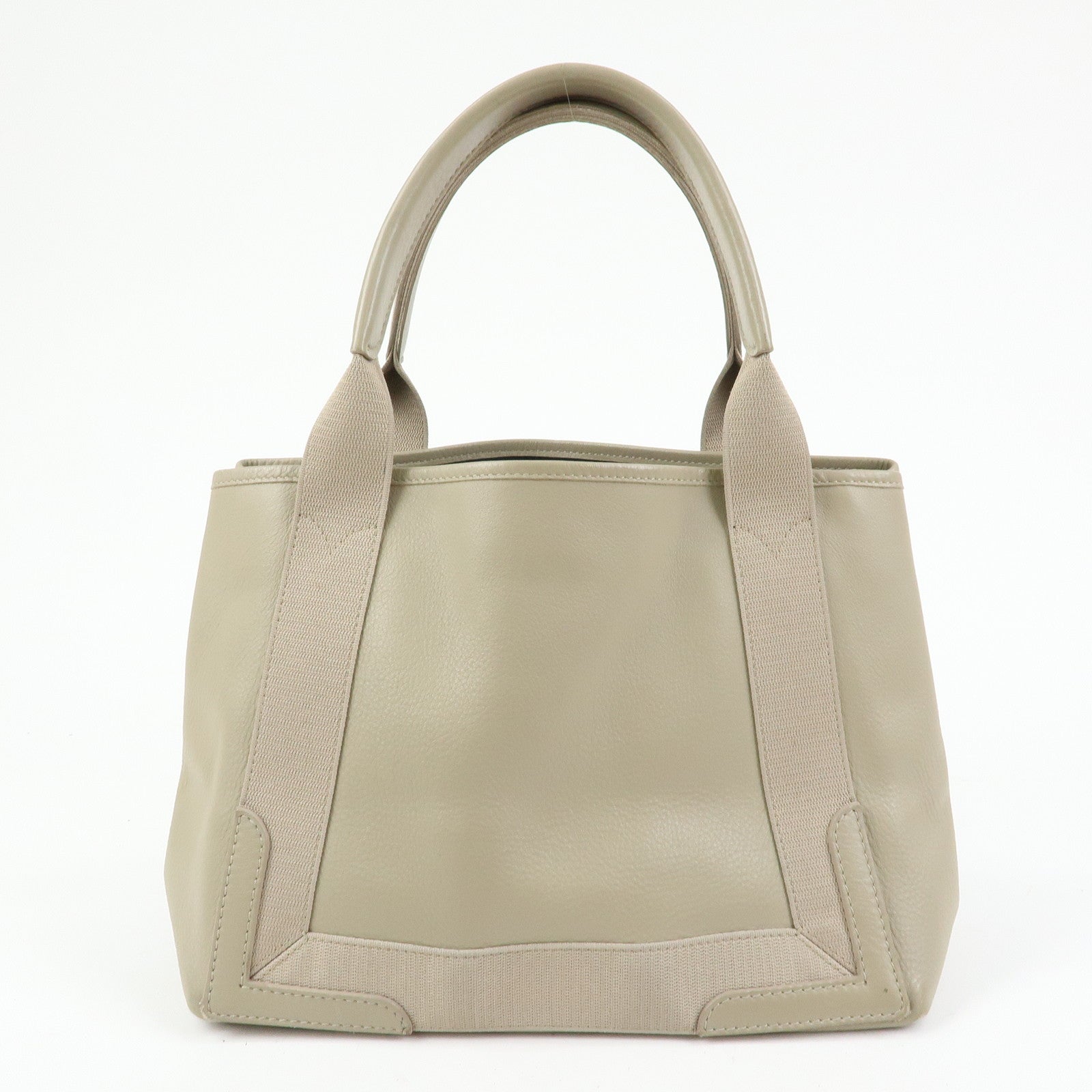 BALENCIAGA Navy Cabas Leather Small Tote Bag Beige 339933