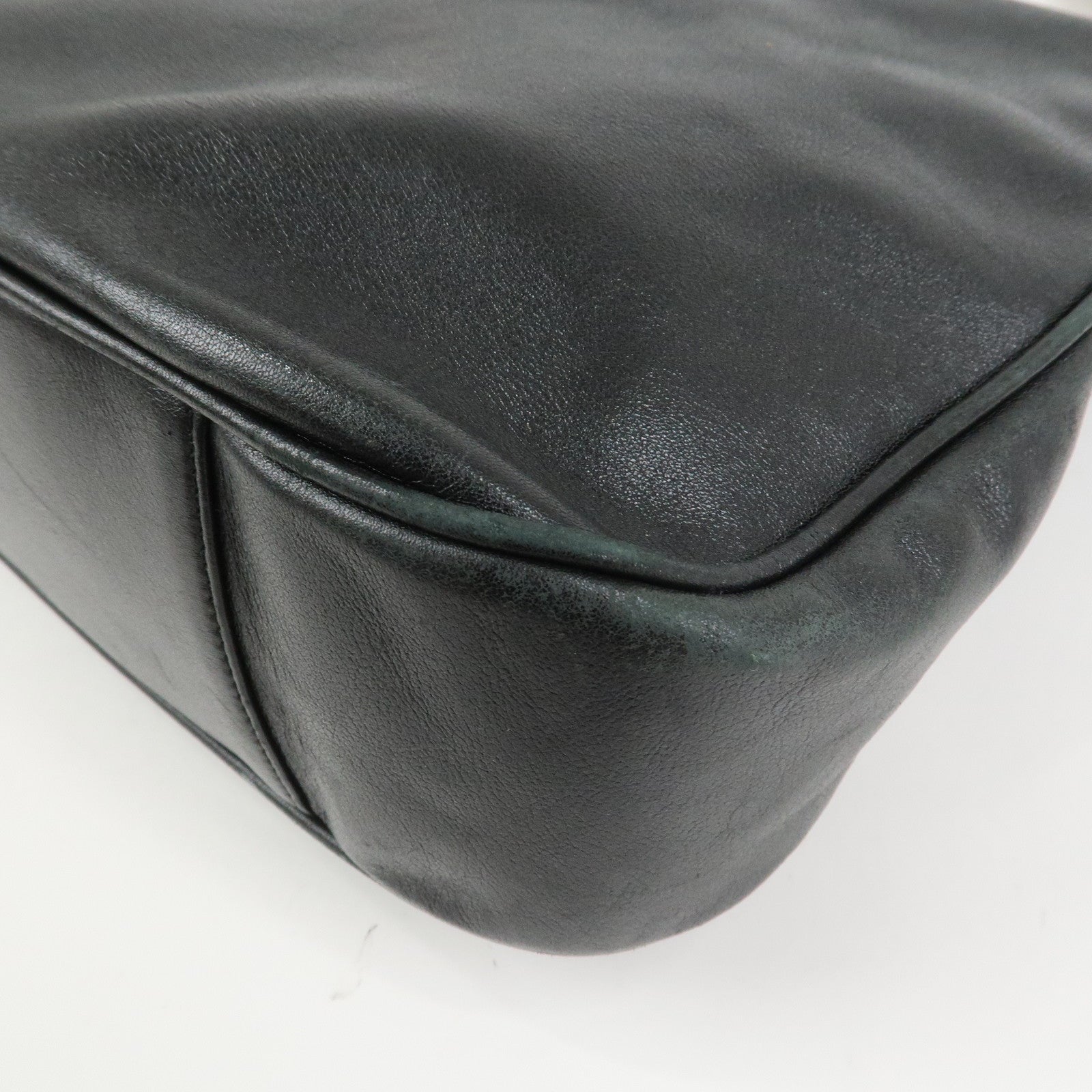 GUCCI Bamboo Leather 2Way Hand Bag Shoulder Bag Black 001郢晢スサ2852