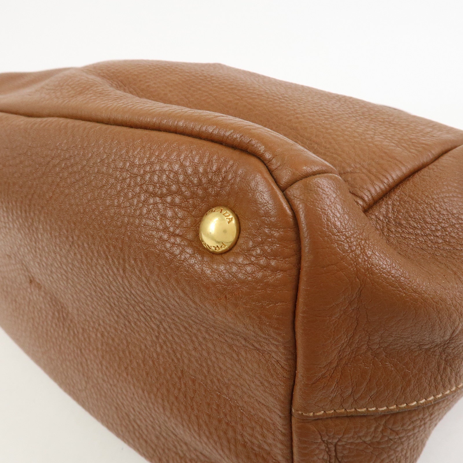 PRADA VITELLO Leather 2Way Bag Hand Bag Shoulder Bag Camel