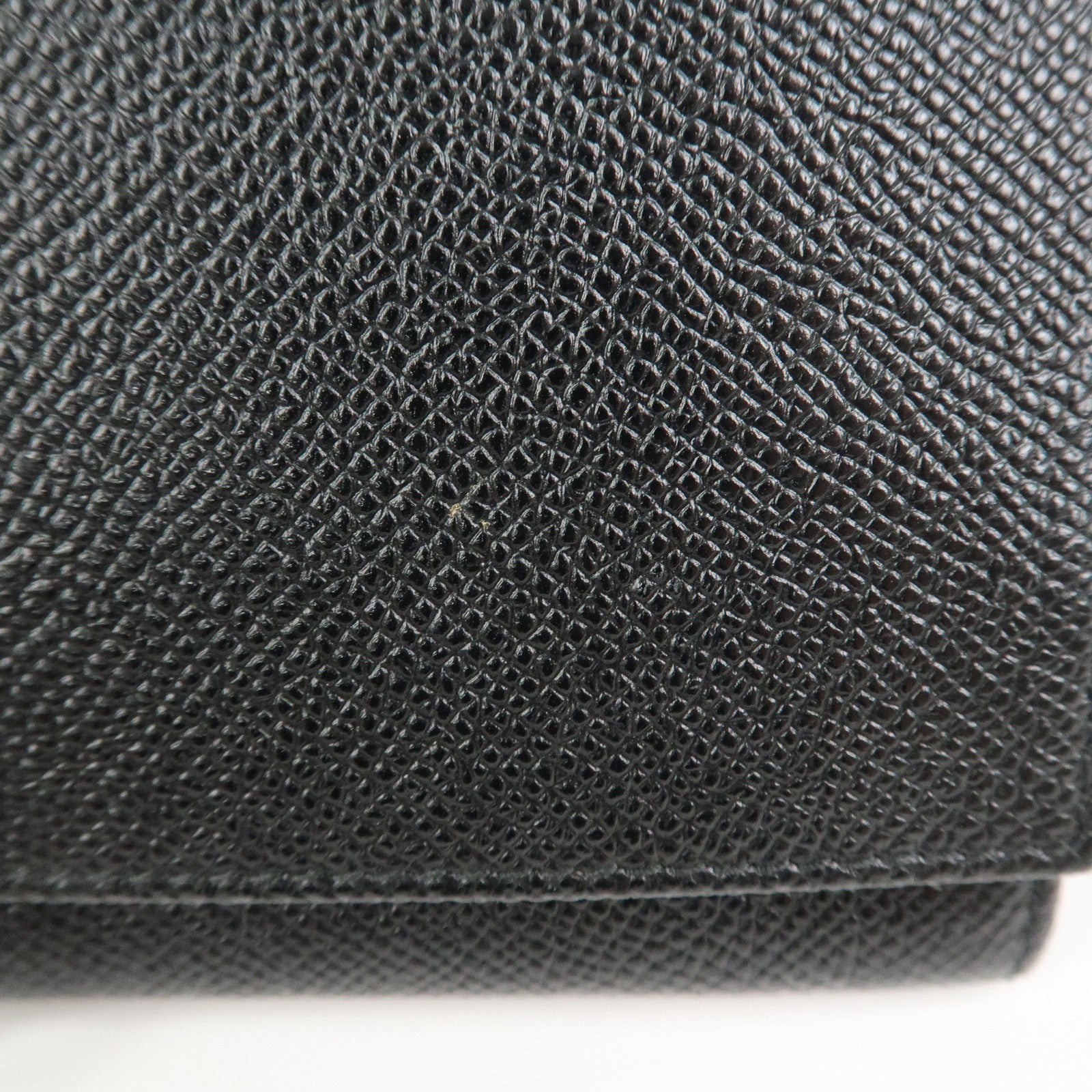 BVLGARI Logo Leather Bi-fold Long Wallet Black Silver