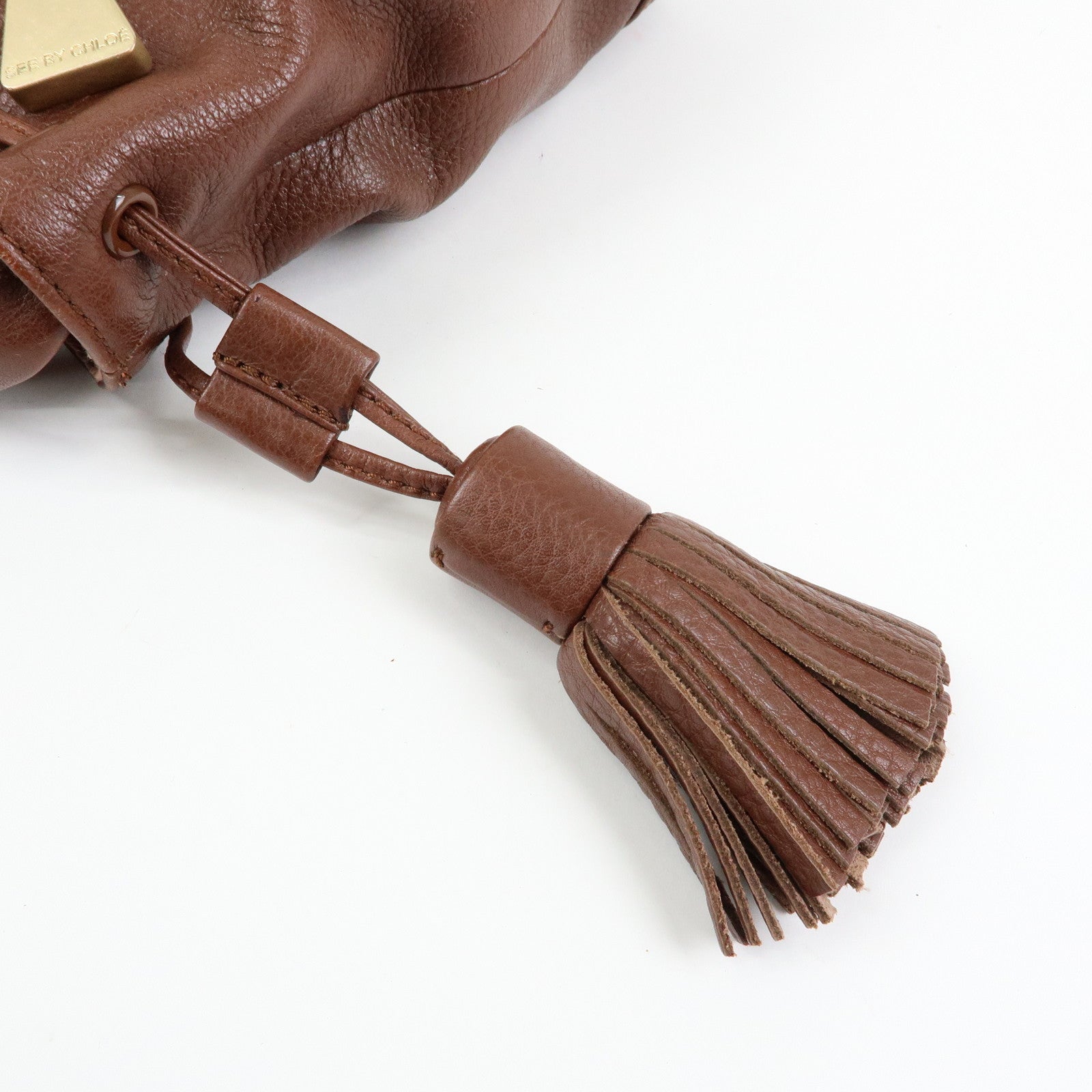 Chloe Cherry Leather 2Way Bag Hand Bag Shoulder Bag Brown