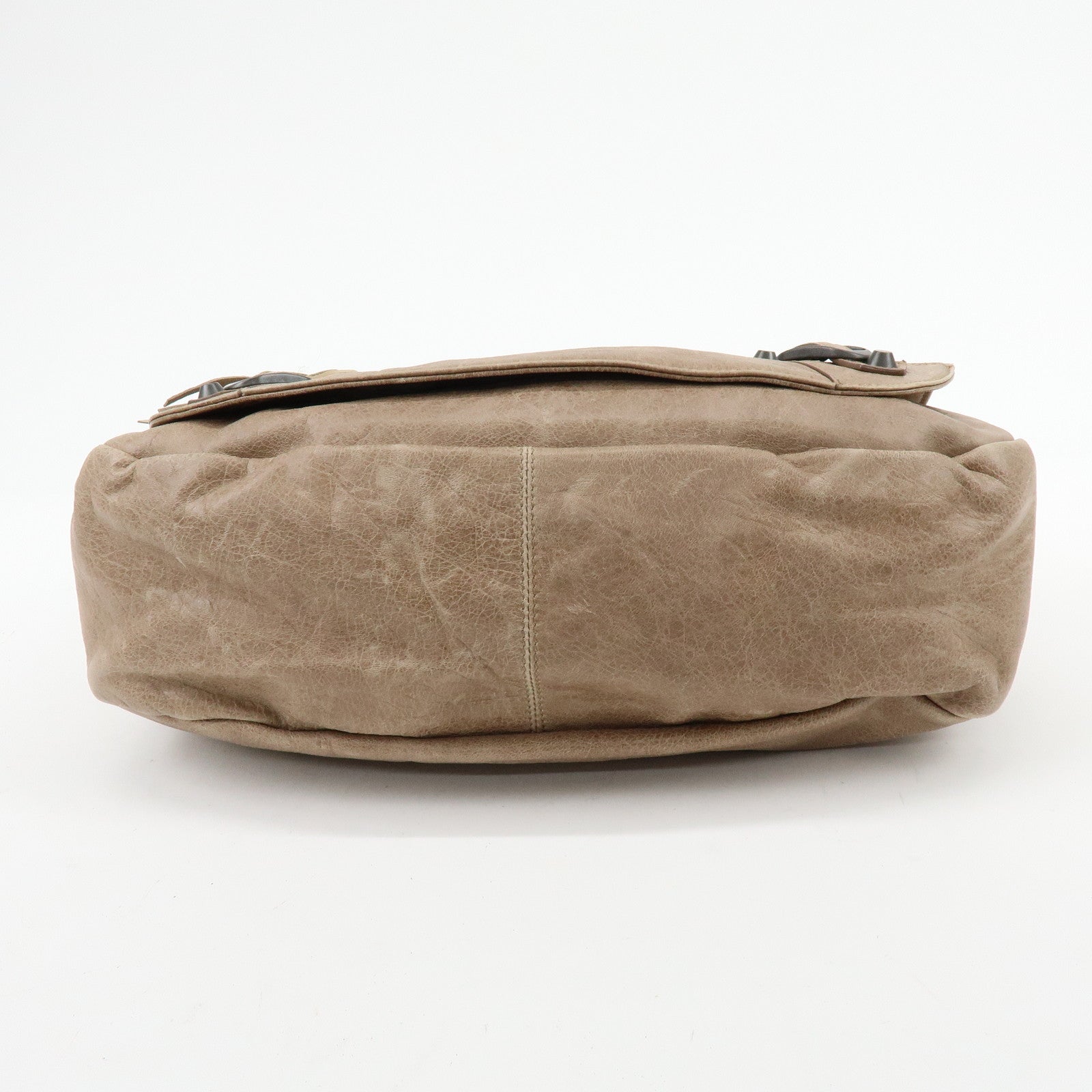 BALENCIAGA The Folk Leather Shoulder Bag Messenger Bag Brown 246432