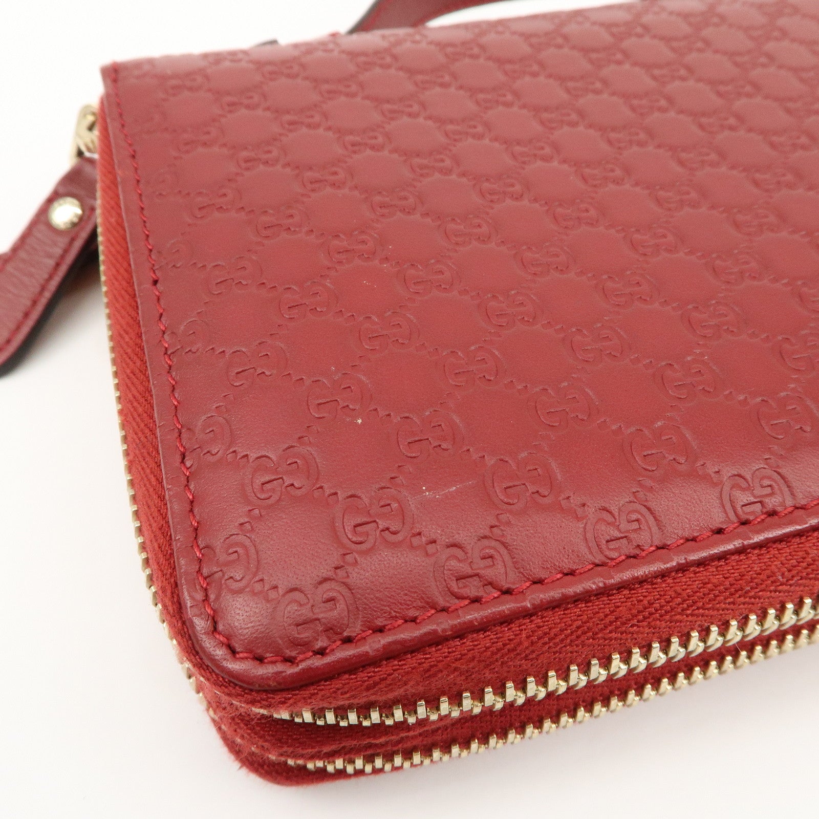 GUCCI Micro Guccissima Leather Travel Case Clutch Bag Red 544250 Used