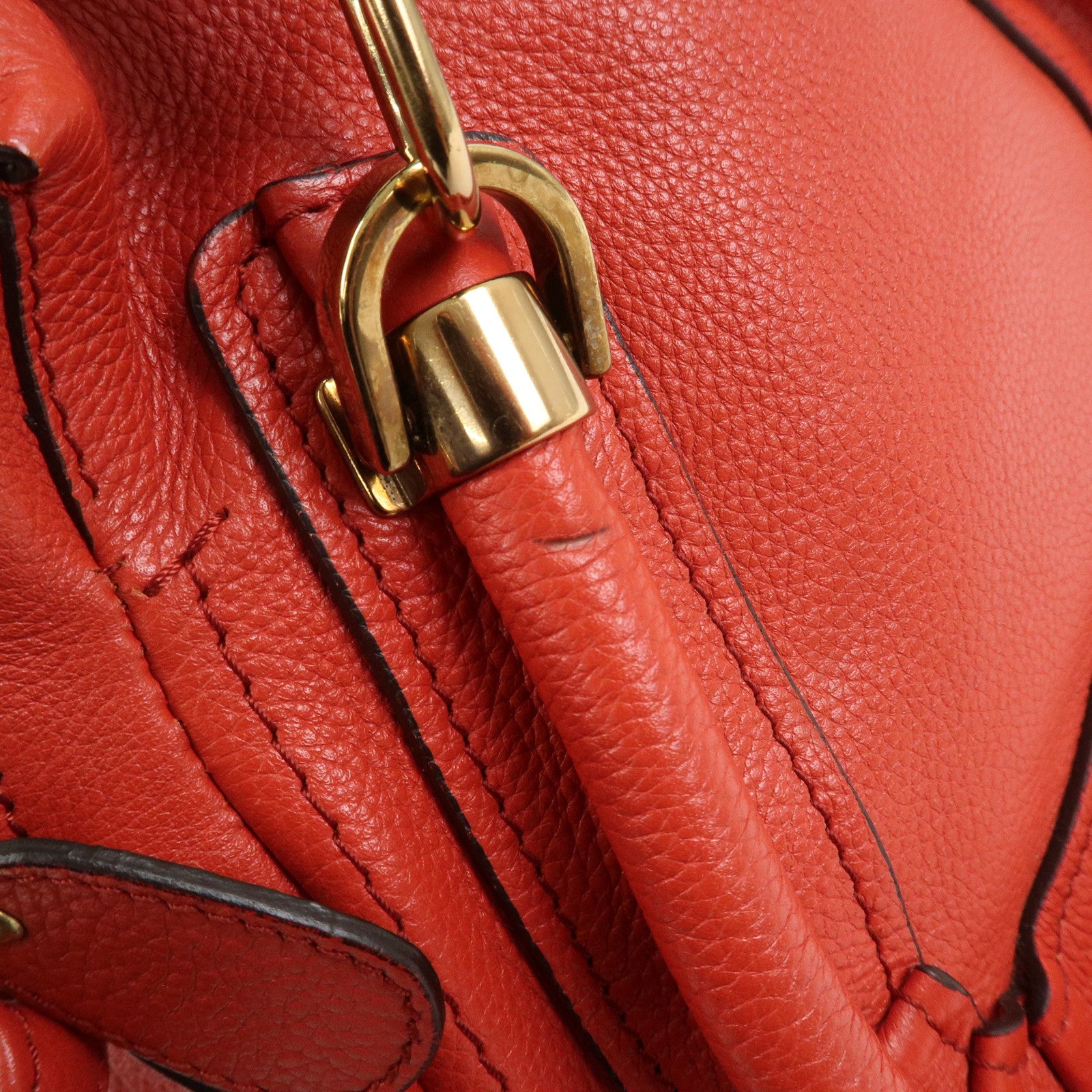 Chloe Paraty Leather 2Way Bag Shoulder Bag Hand Bag Red 031157