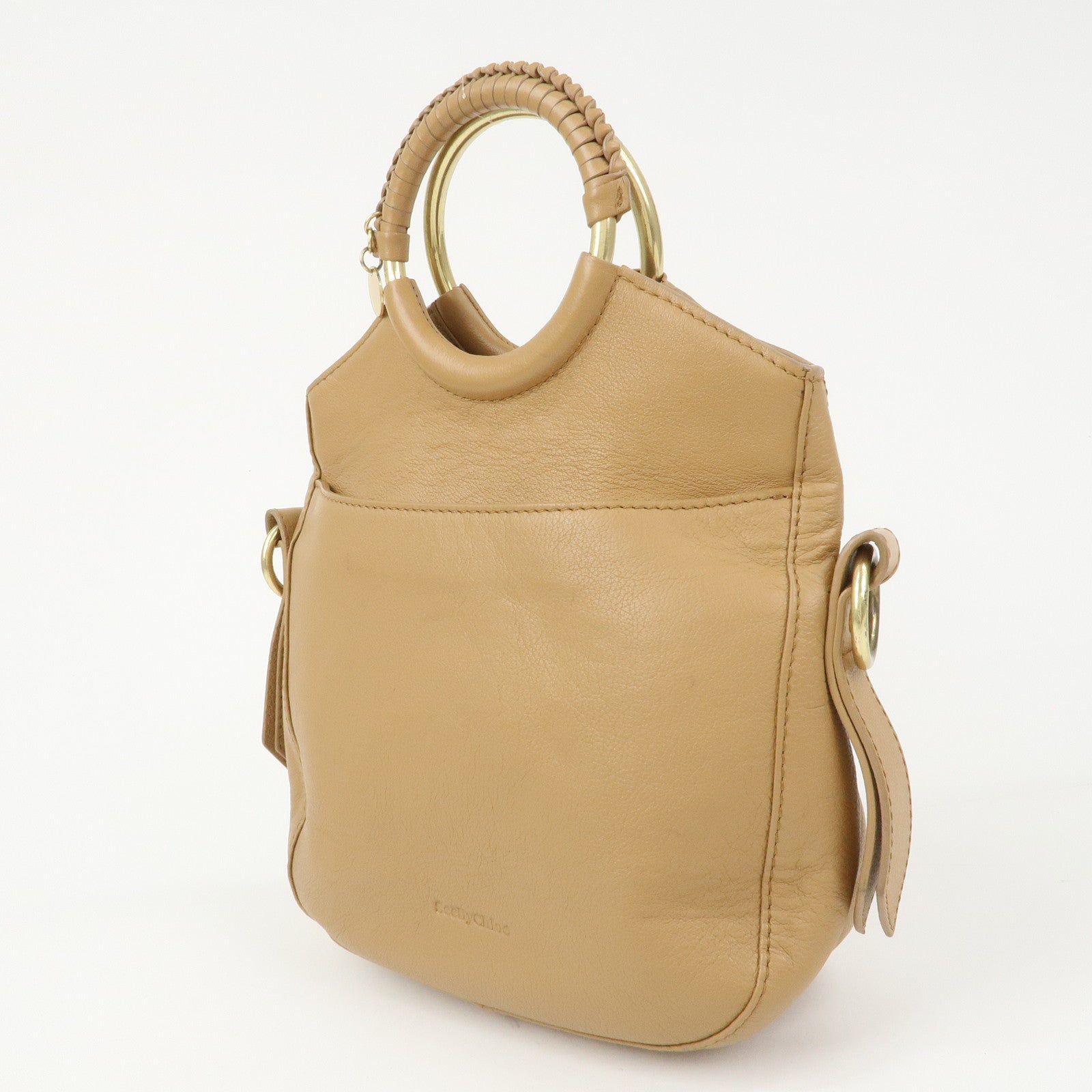 Chloe See by Chloe Leather 2Way Bag Hand Bag Shoulder Bag Beige