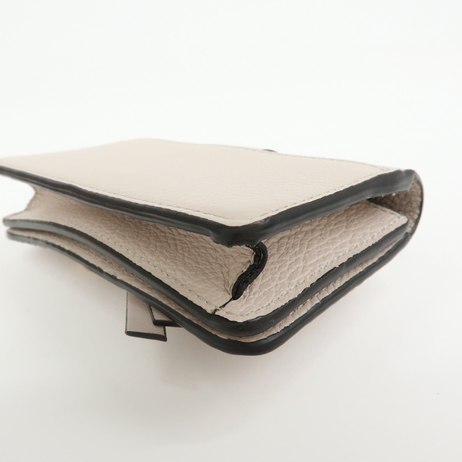 Chloe Alphabet Leather Card Case Mini Trifold Wallet Heart Ivory