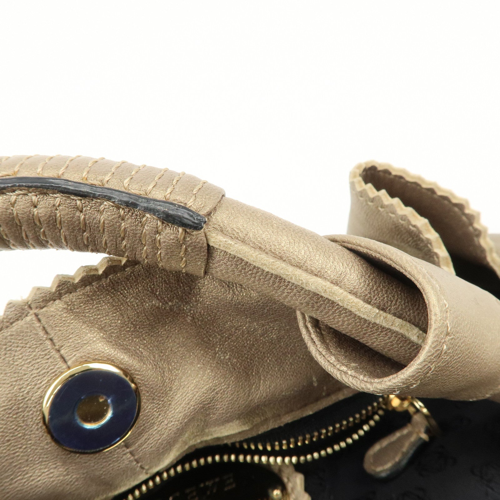 LOEWE Anagram Leather Nappa Aire Hand Bag Tote Bag Gold Used