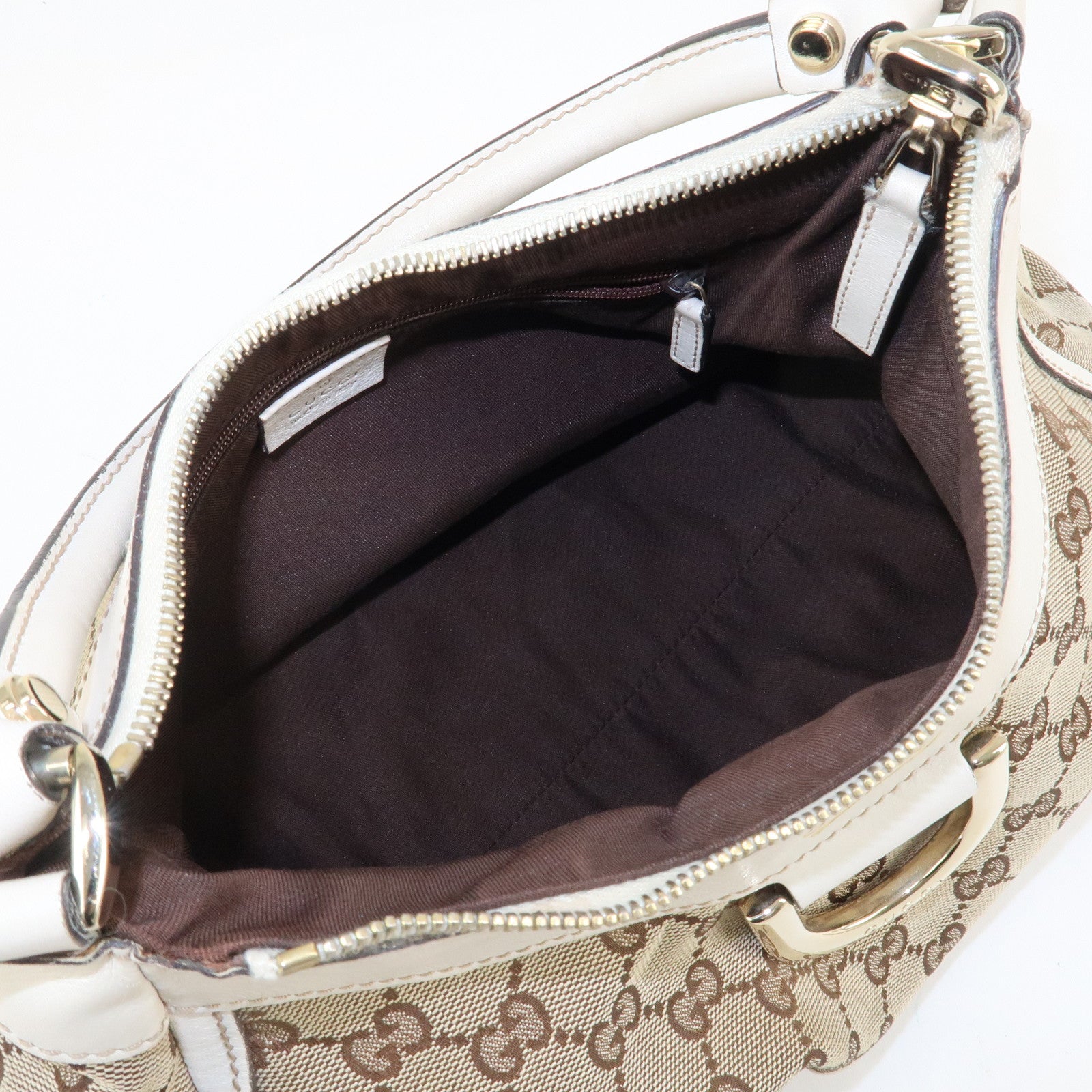 GUCCI Abbey GG Canvas Leather Shoulder Bag Beige 190525 Used