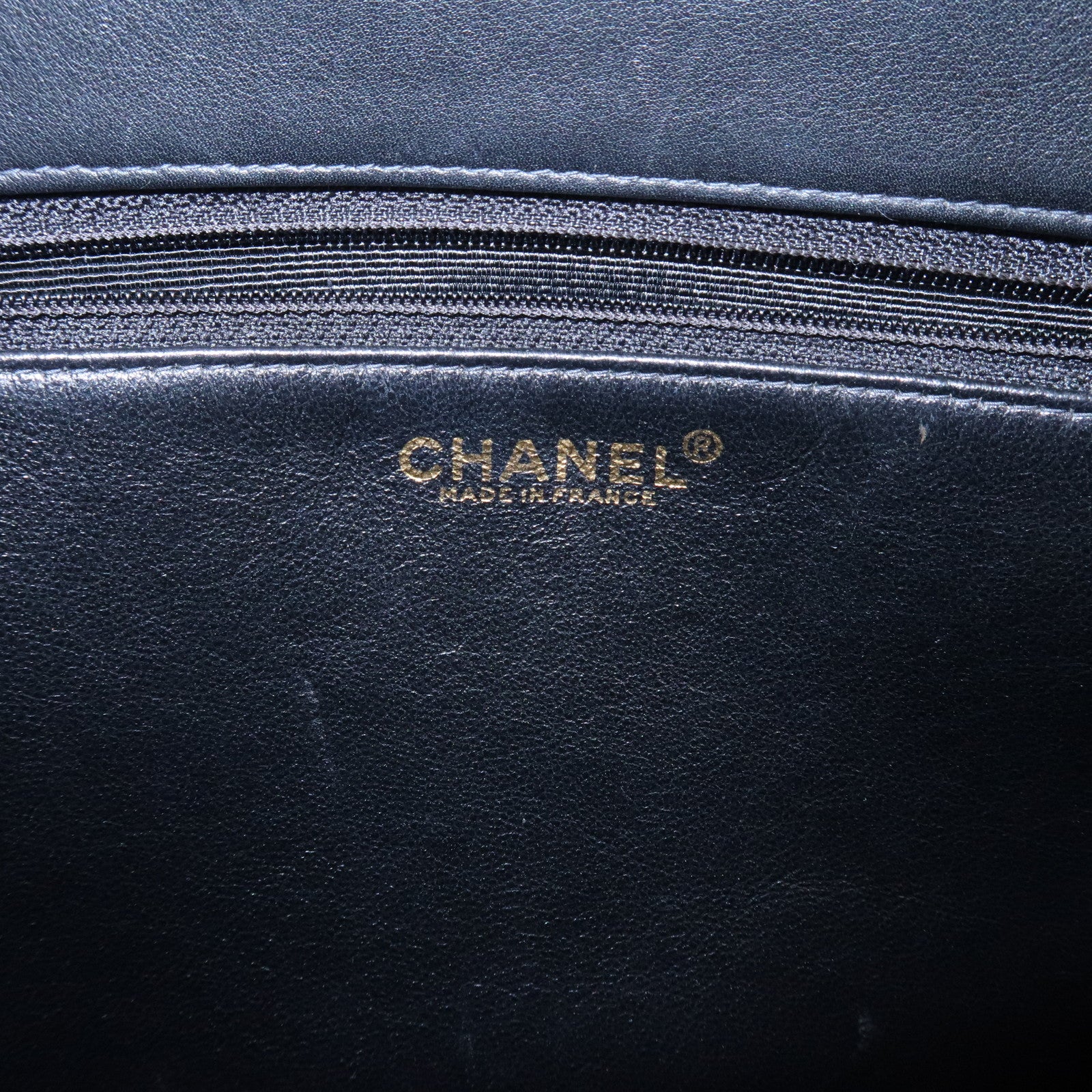 CHANEL Logo Leather Shoulder Bag Tote Bag Hand Bag Black
