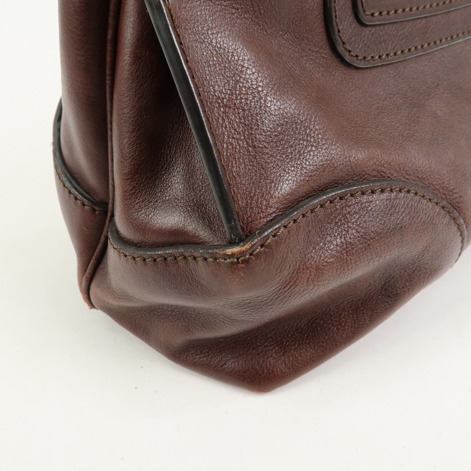 CELINE Logo Leather Boogie Bag Hand Bag Tote Bag Brown
