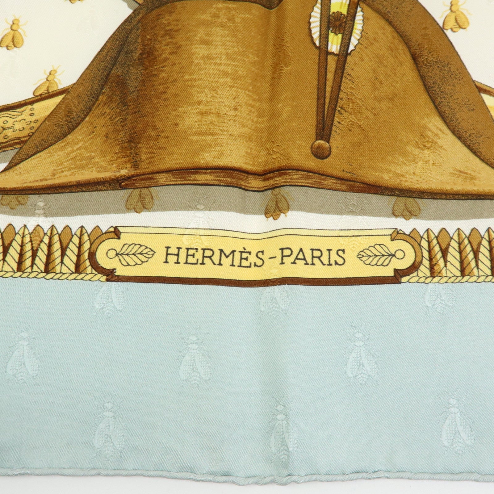 HERMES Carre 90 Silk 100% Scarf NAPOLEON Gold Yellow
