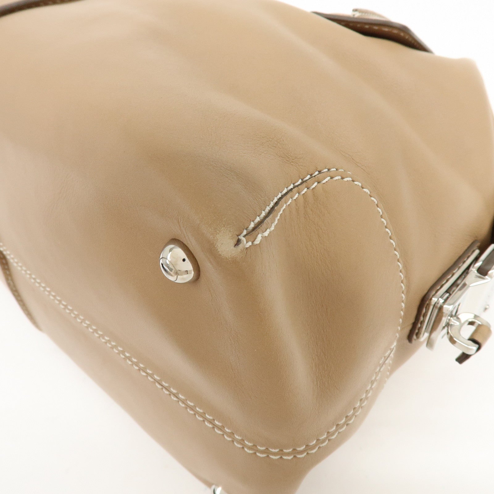 TOD'S D-Cube Leather 2Way Bag Hand Bag Shoulder Bag Beige