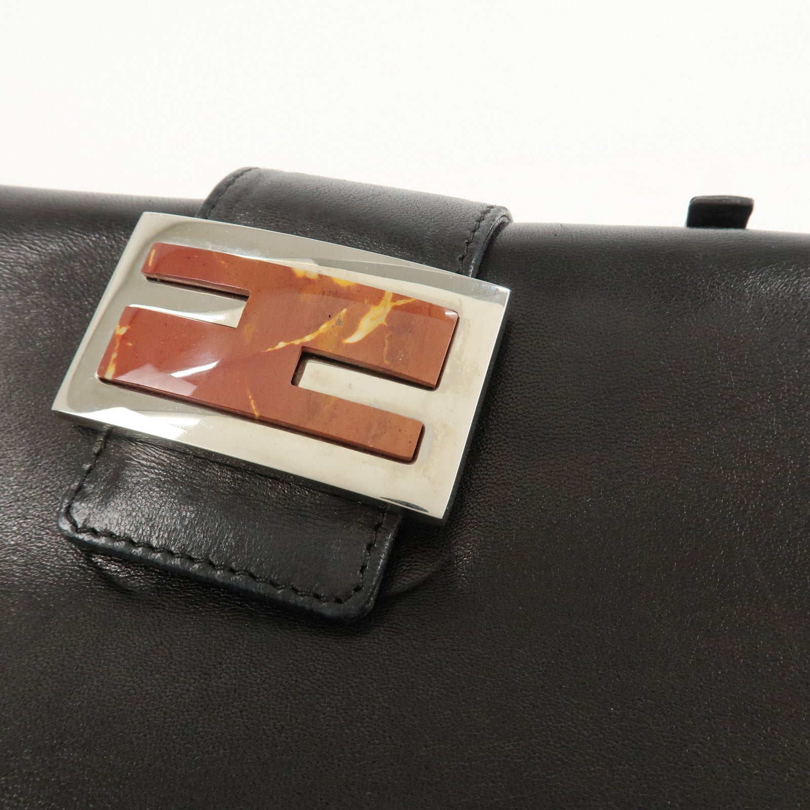 FENDI Nappa Leather Hand Bag Shoulder Bag Black 10163350001