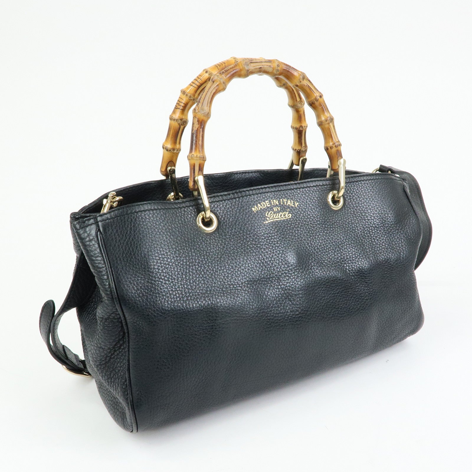 GUCCI Bamboo Shopper Medium Leather 2Way Hand Shoulder Bag 323660