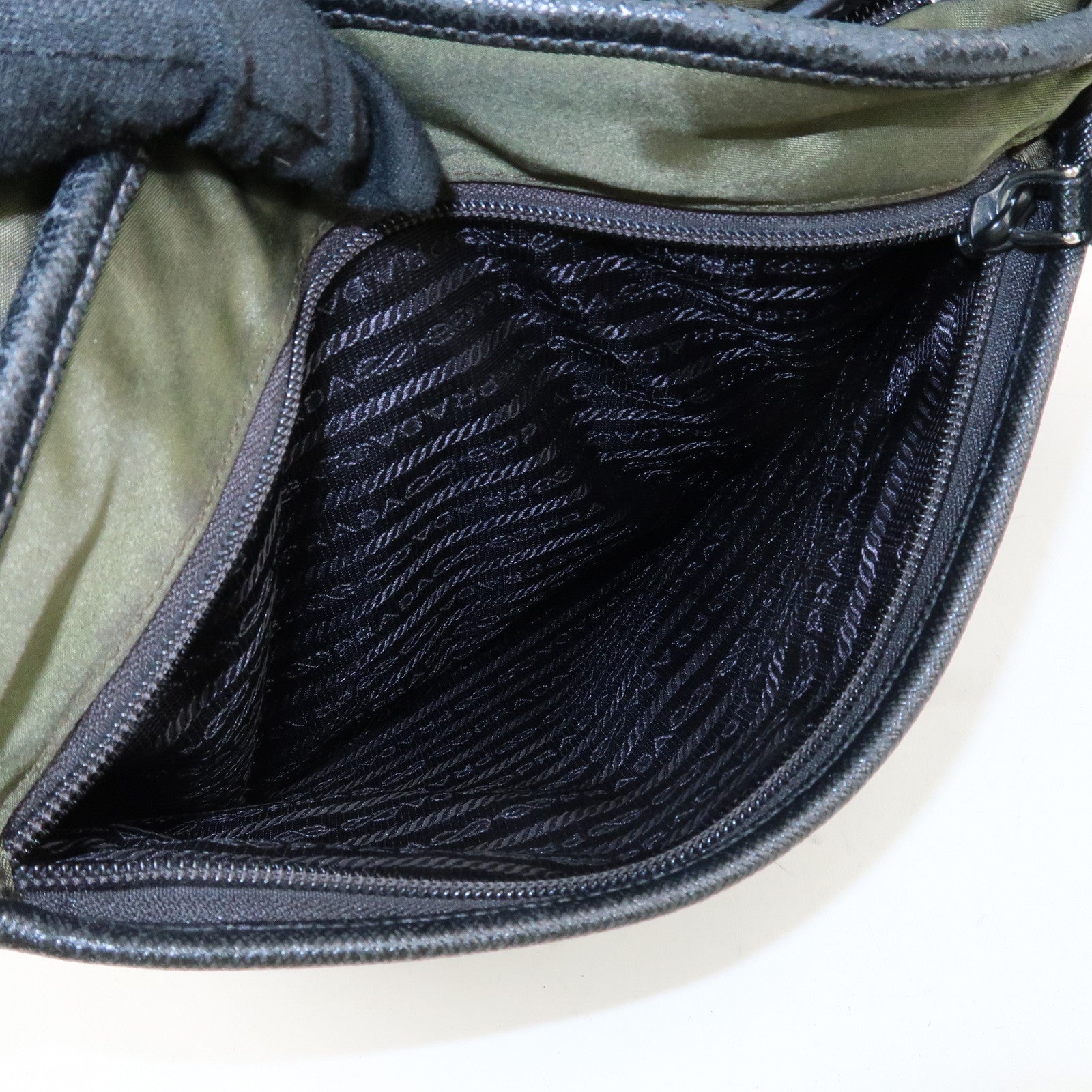 PRADA Triangle Logo TESSUTO+SAFFIAN Leather Nylon Shoulder Bag 2VH797 Used