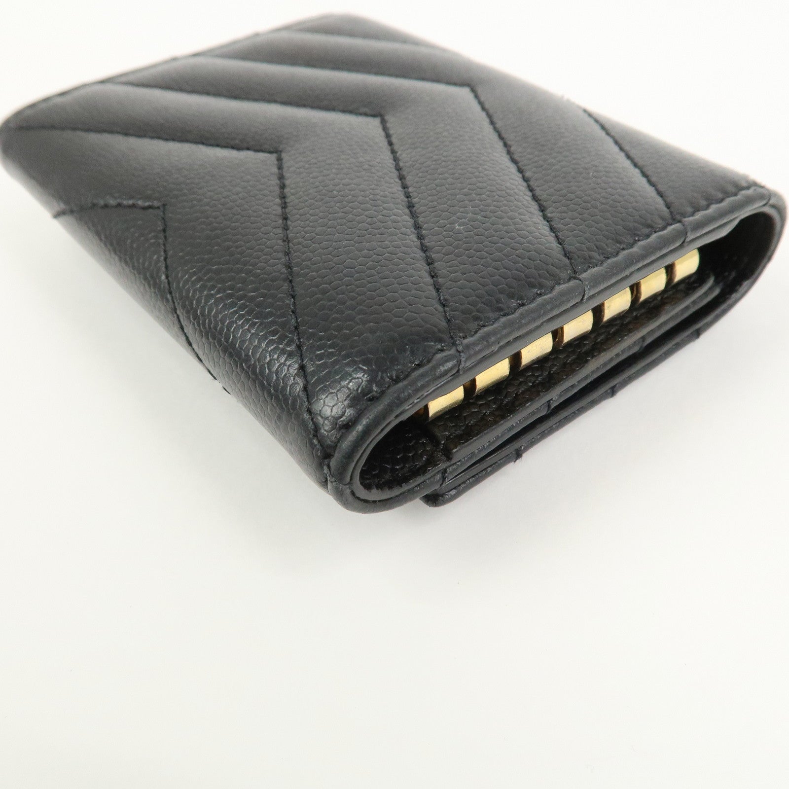 SAINT LAURENT PARIS Leather Key Case Key Holder Black 580656