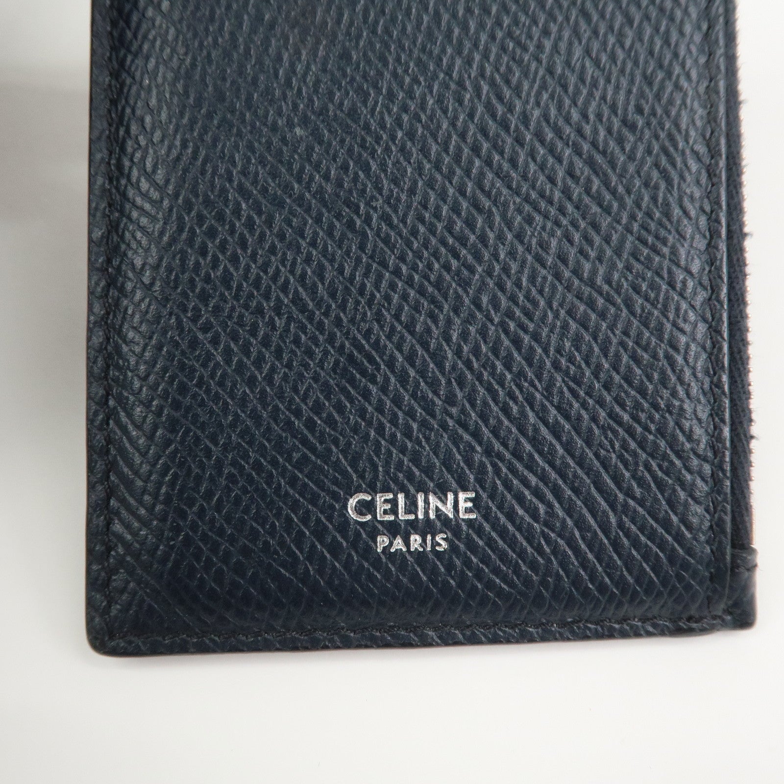 CELINE Logo Leather Card Case Card Holder FragmentツCase Dark Navy