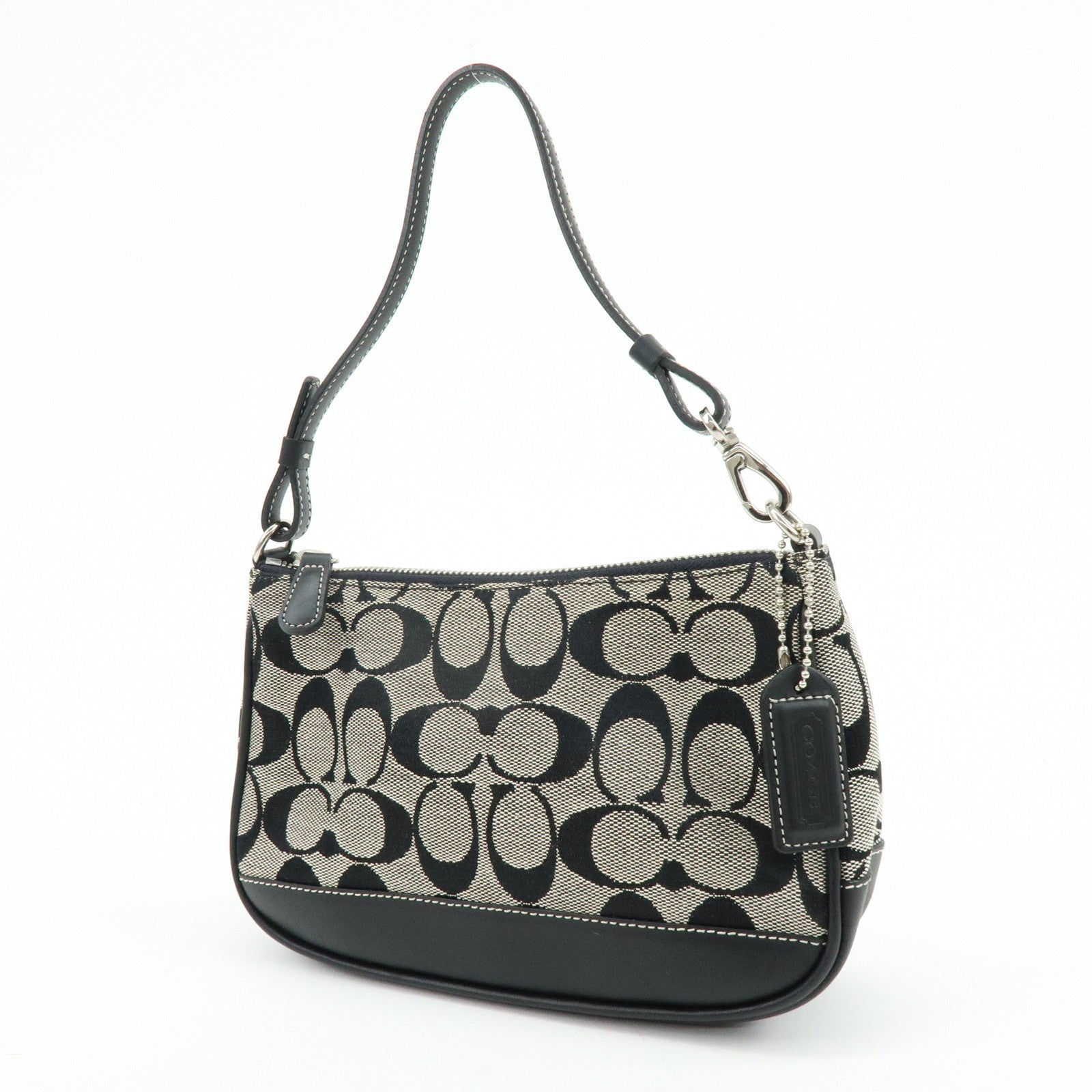 COACH Signature Canvas Leather Hand Bag Pouch Black
