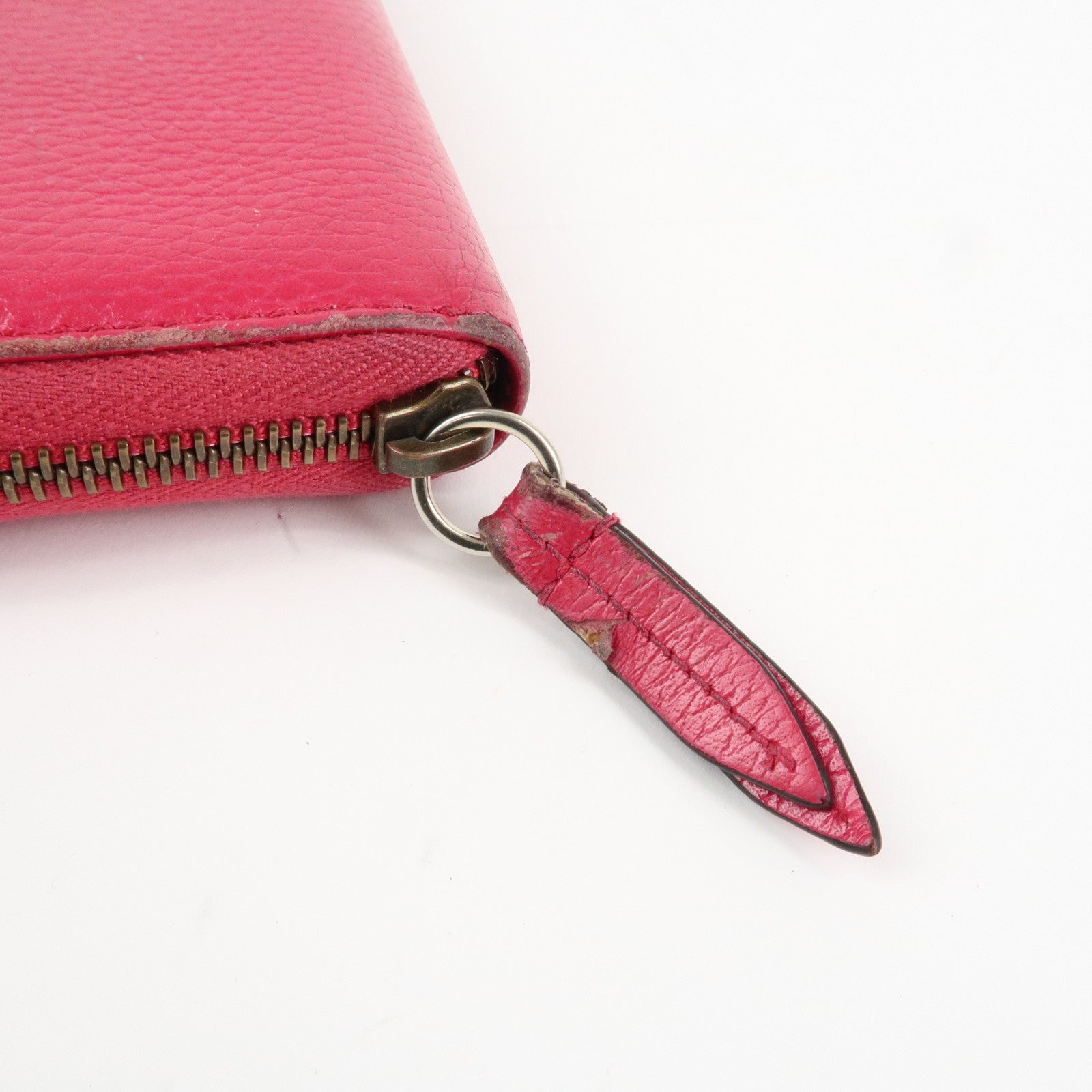 GUCCI Set of 3 Leather Long Wallet Round Zippy Wallet Bi-fold Wallet Dark Brown Pink Used