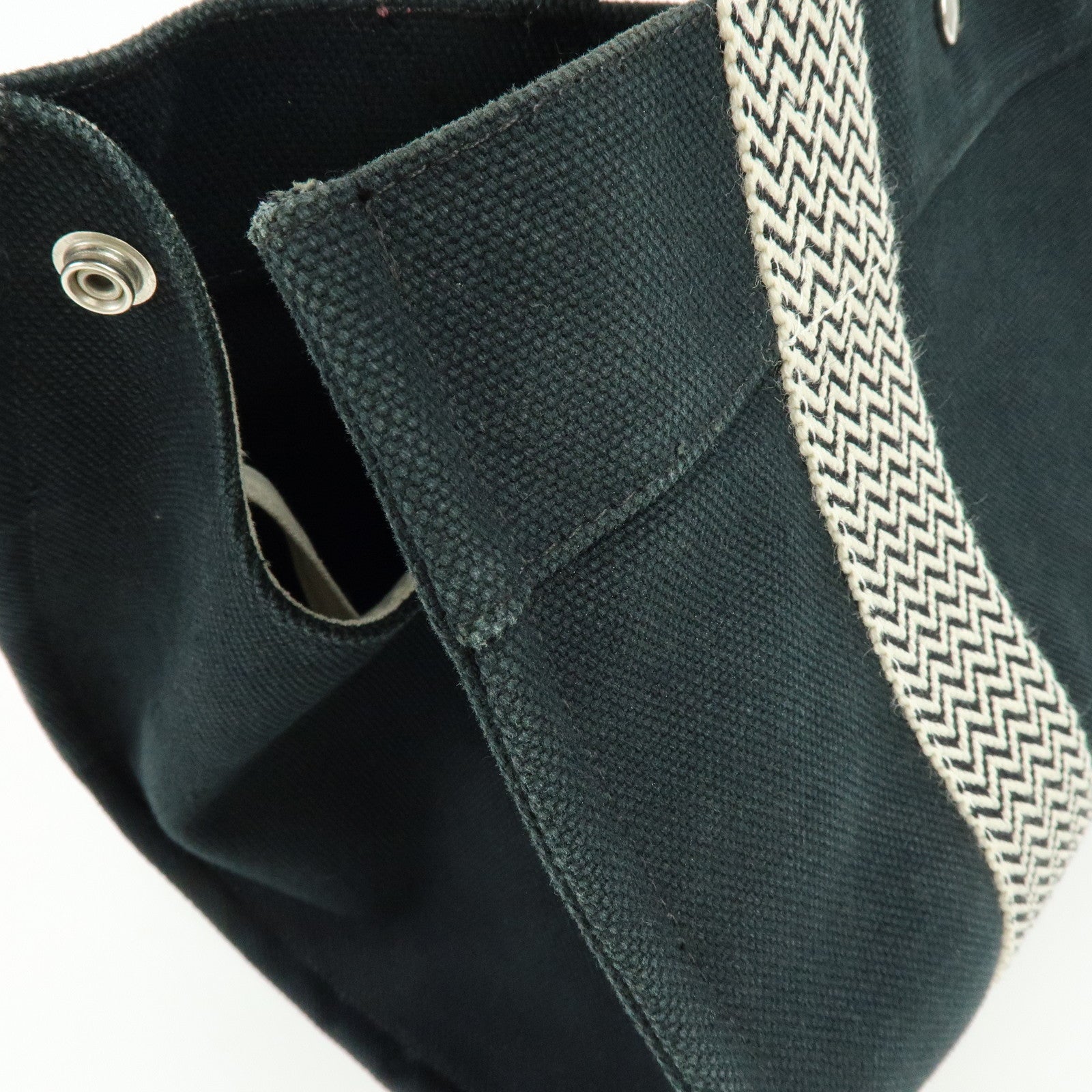 HERMES Cannes PM Canvas Tote Bag Hand Bag Black