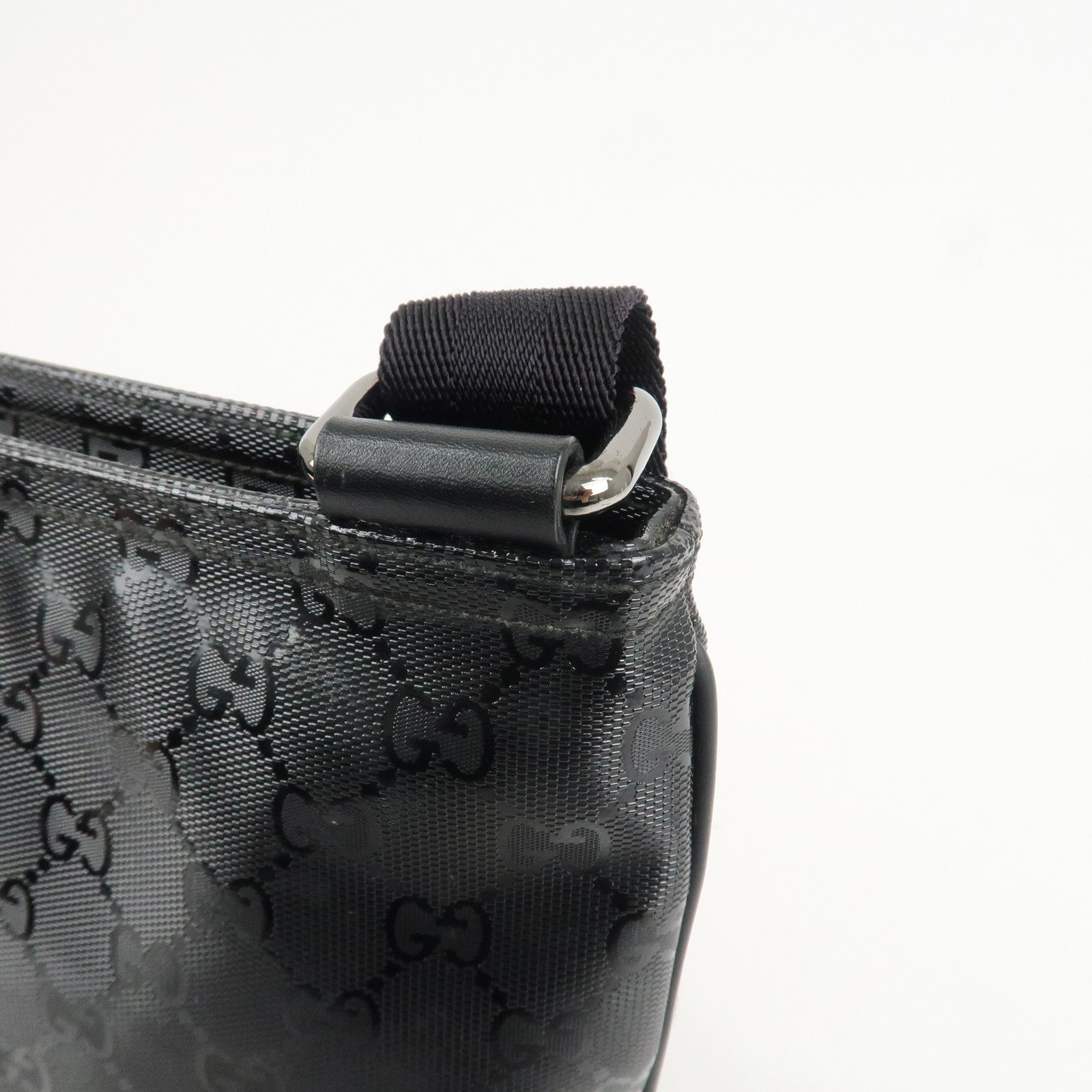 GUCCI GG Imprime Monogram PVC Shoulder Bag Cross Body Bag Black 295257