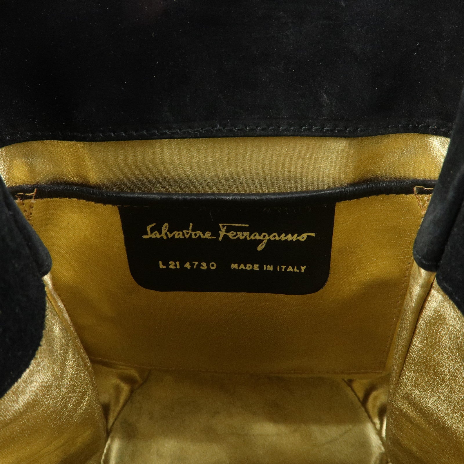 Ferragamo Leather Suede Shoulder Bag Crossbody Bag Black
