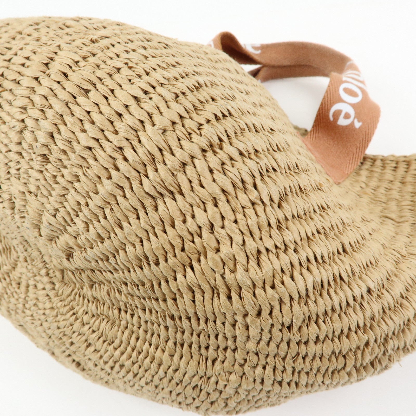 Chloe Mifuko Raffia Canvas Hand Bag Tote Bag Natural Beige