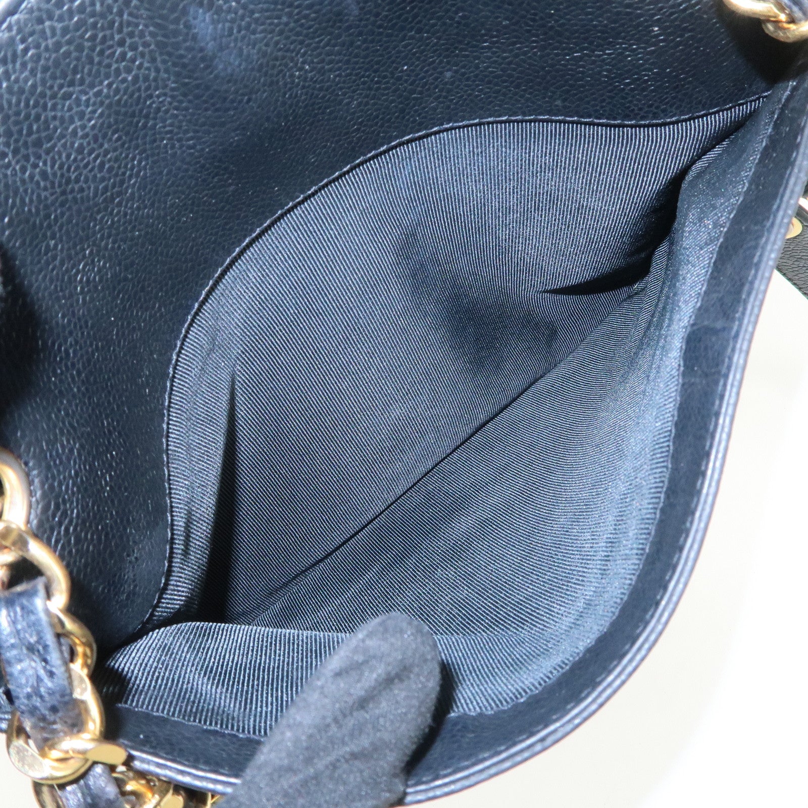 CHANEL Triple COCO Mark Caviarskin Chain Shoulder Bag Black