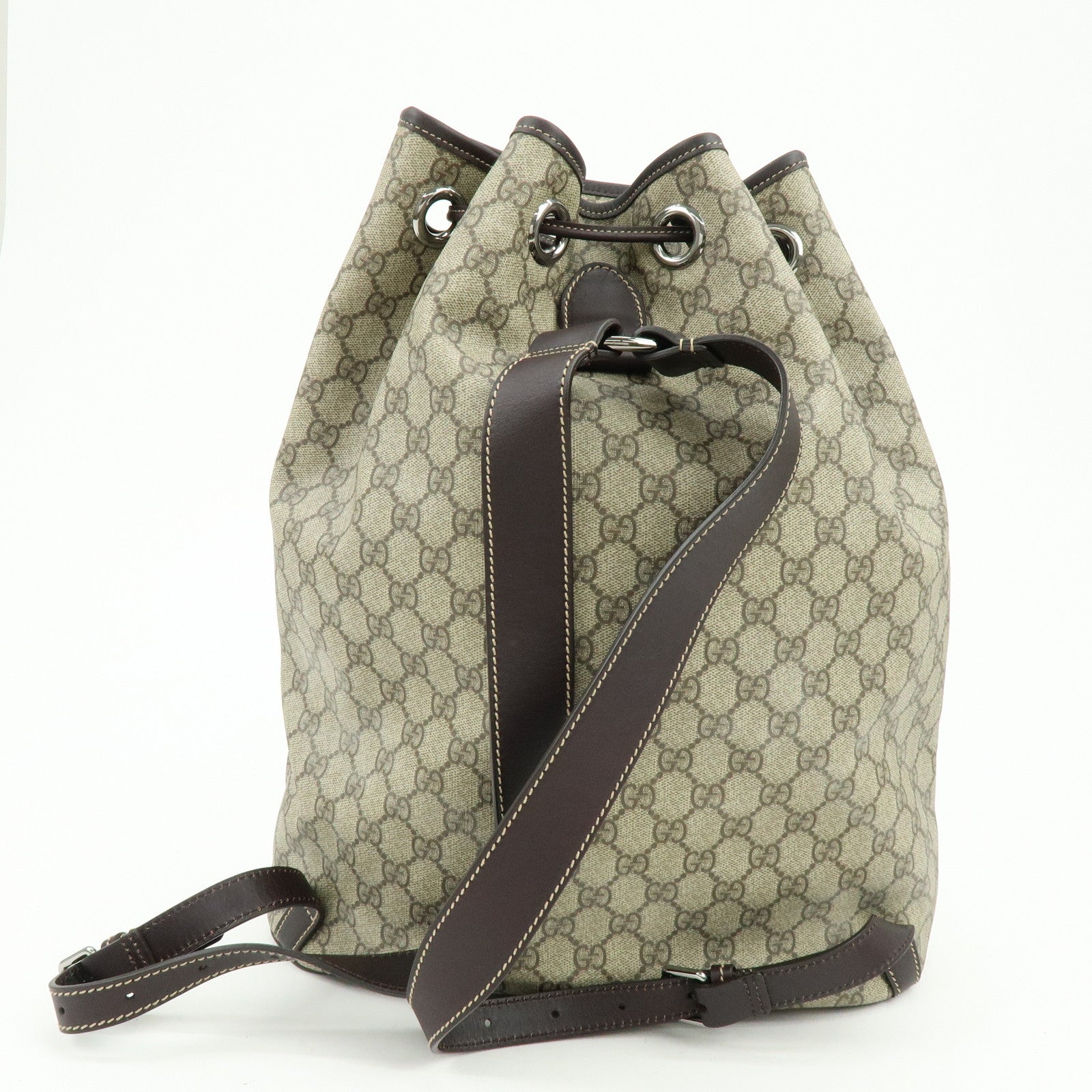 GUCCI GG Supreme Leather Backpack Rucksack Beige Brown 189745