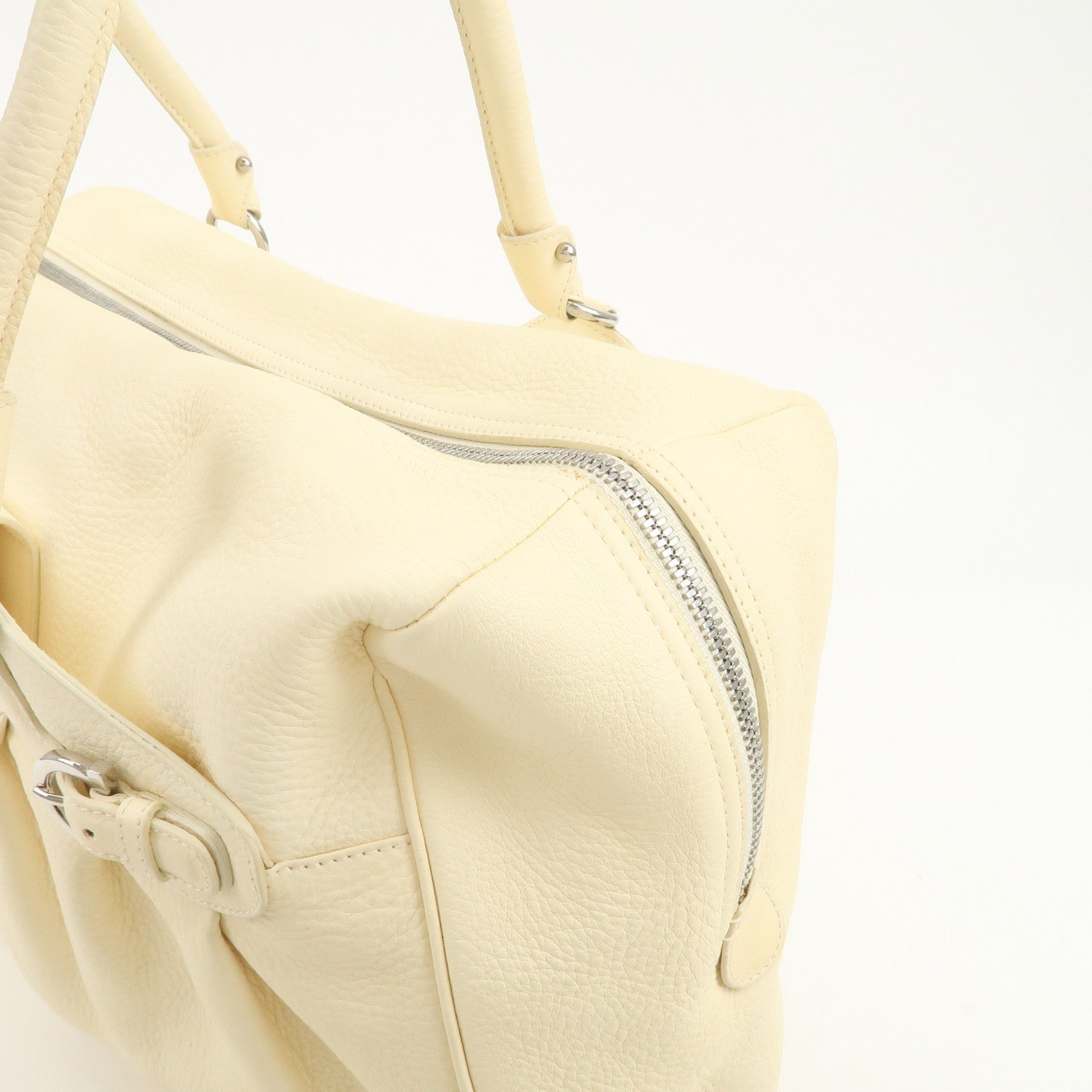 Ferragamo Gancini Logo Leather Shoulder Bag Hand Bag Beige