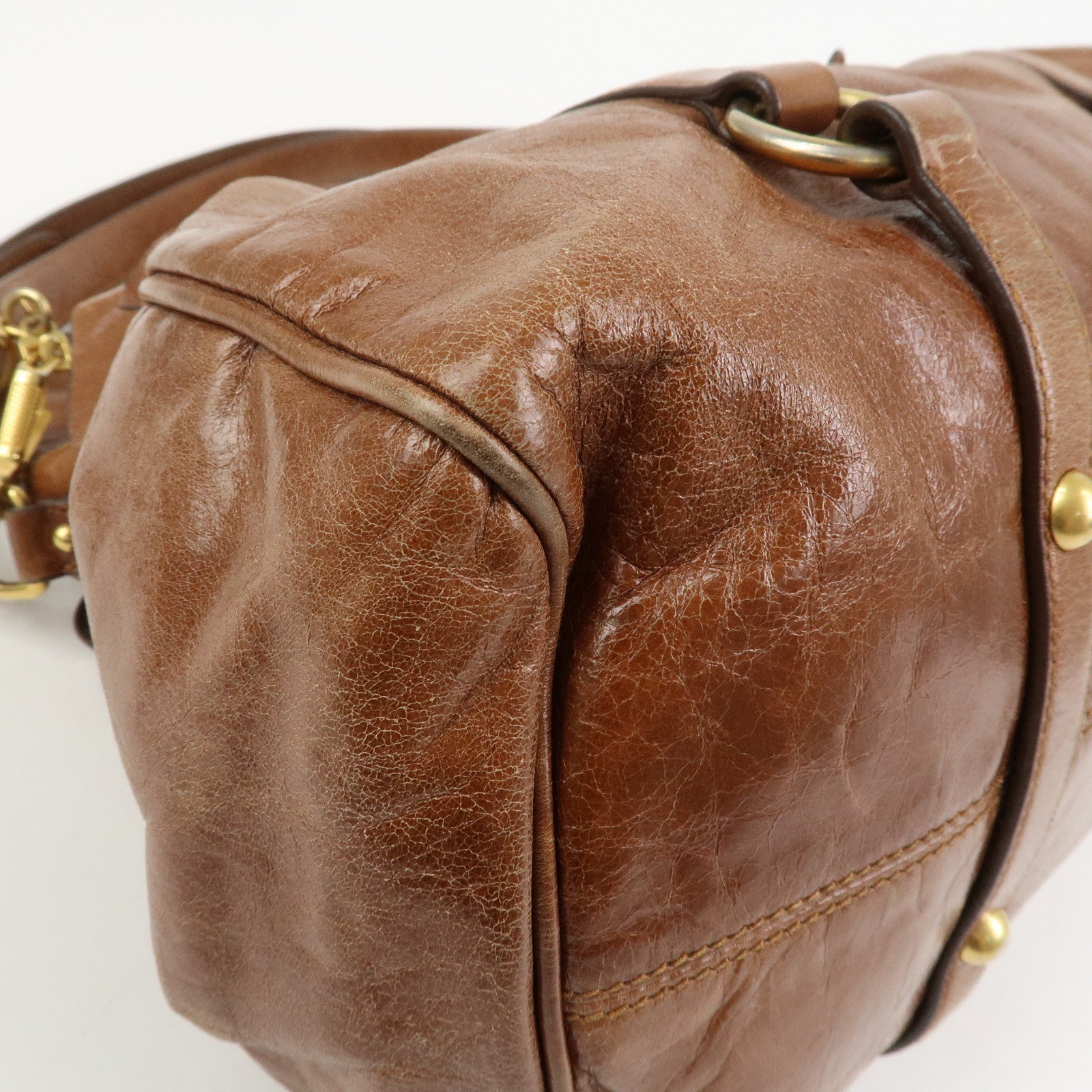 MIU MIU Leather 2Way Ribbon Shoulder Bag Hand Bag Brown RT0365