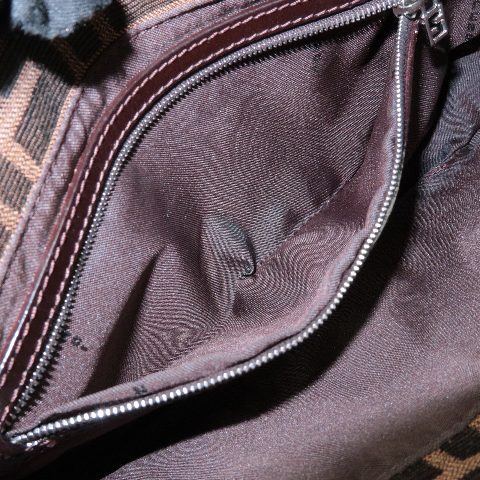 FENDI Mamma Baguette Zucca Canvas Shoulder Bag Brown Black 26424 Used