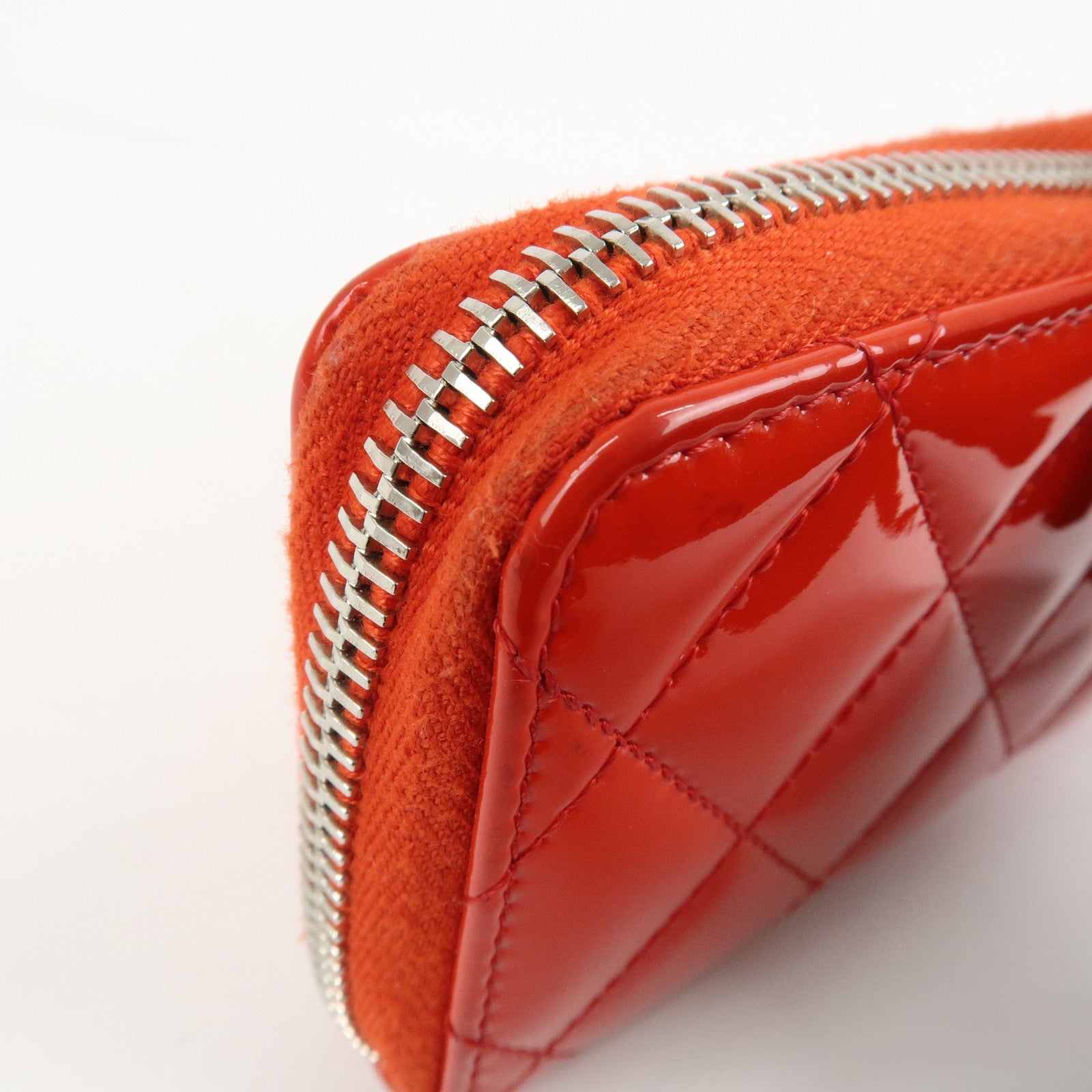 CHANEL Matelasse Patent Leather Card Case Coin Case Red