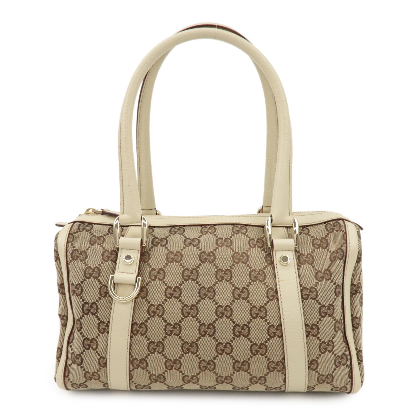 GUCCI Abbey GG Canvas Leather Hand Bag Beige Ivory 130942 Used