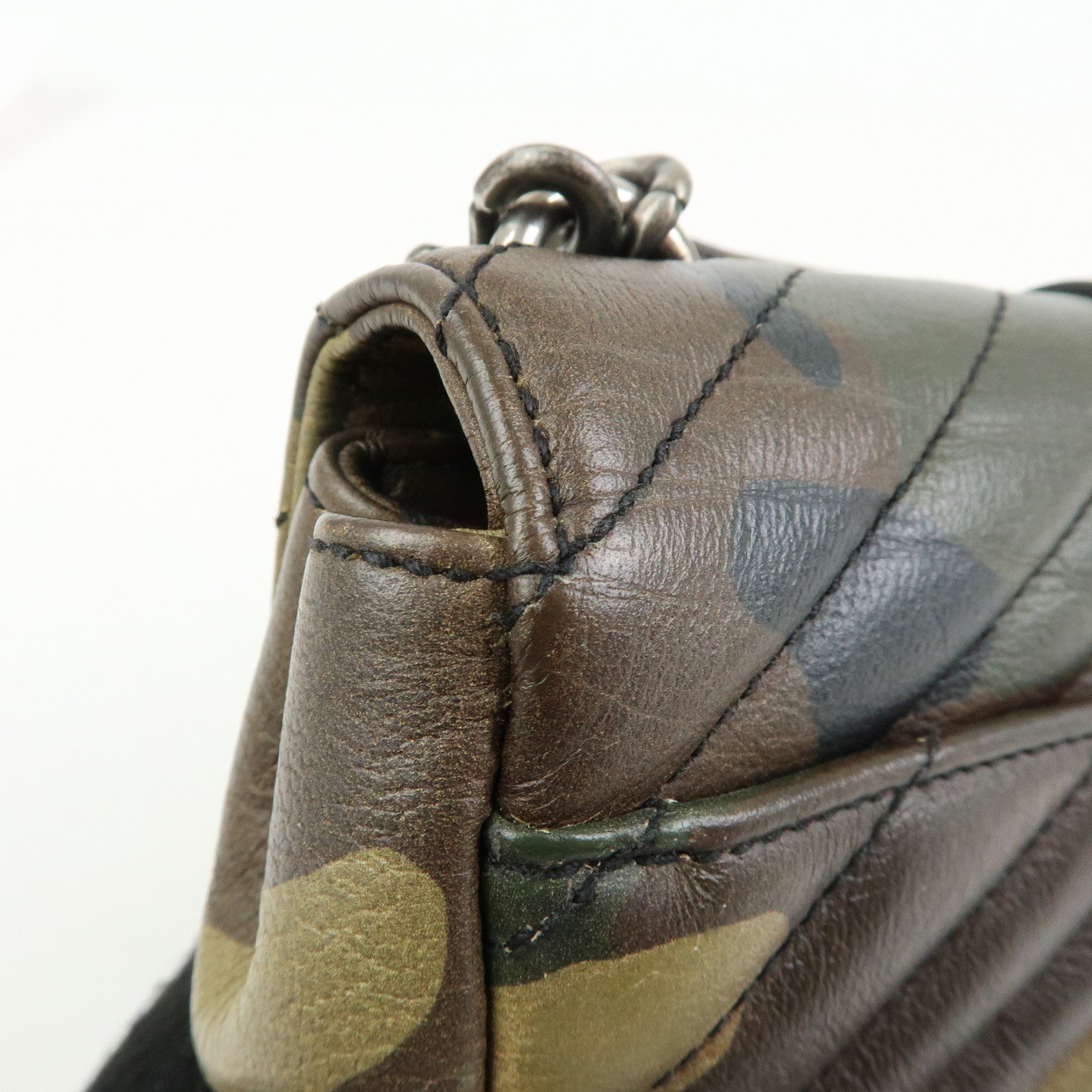 SAINT LAURENT PARIS College Mini Chain Shoulder Hand Bag Camouflage