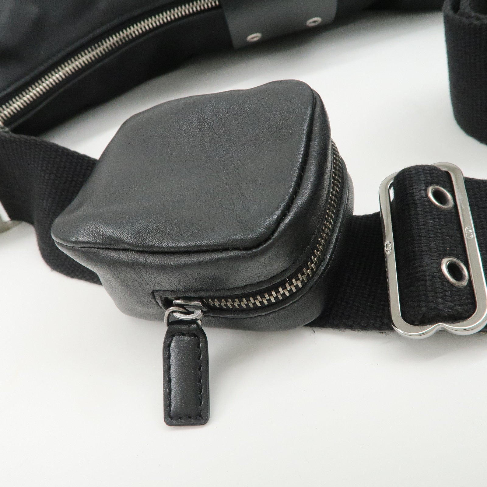 Christian Dior Street Chic Leather Shoulder Bag Black Silver HDW