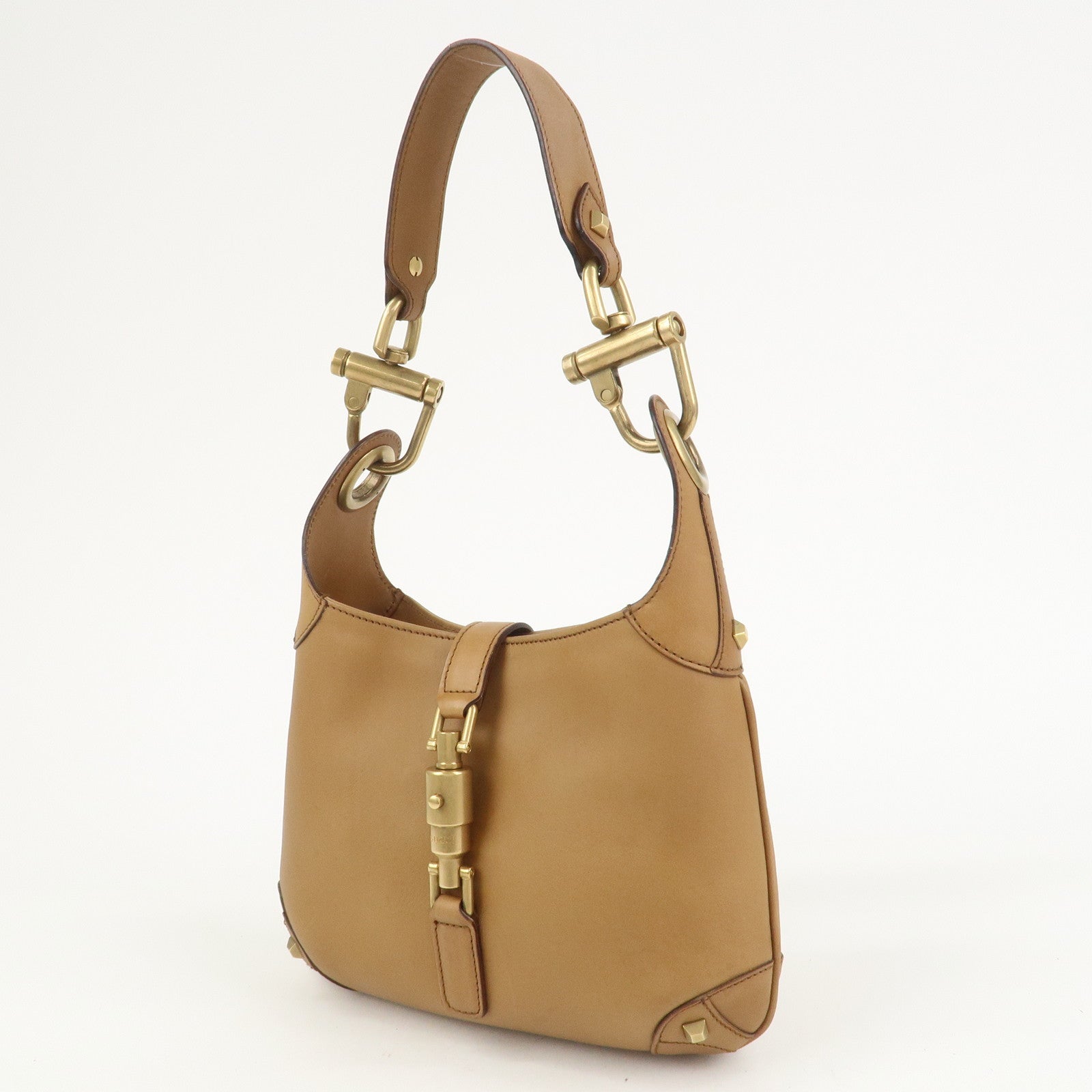 GUCCI New Jackie Leather Shoulder Bag Hand Bag Brown120885