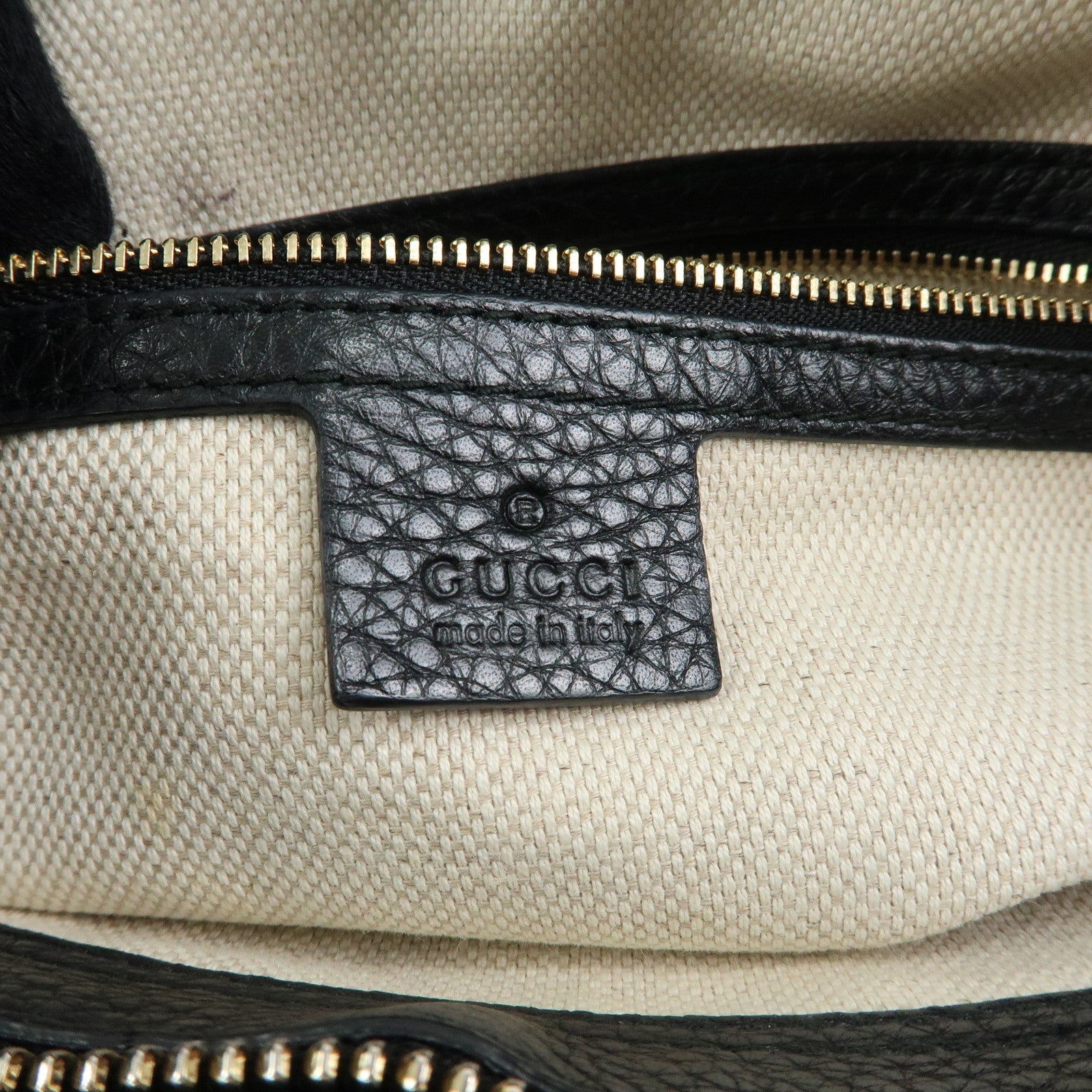 GUCCI Interlocking G SOHO Leather 2Way Bag Hand Bag Black 369176
