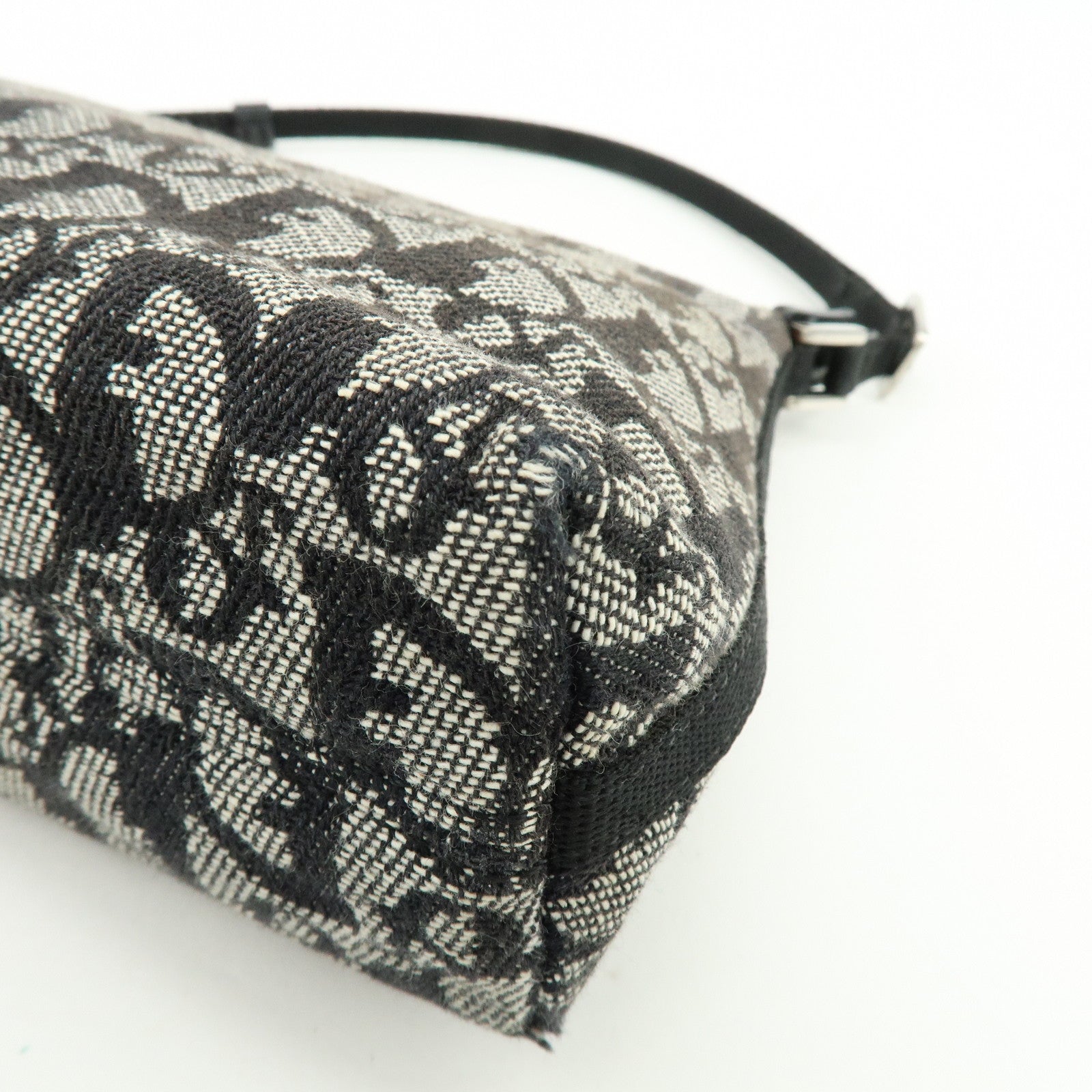 Christian Dior Trotter Jacquard Leather Shoulder Bag Black