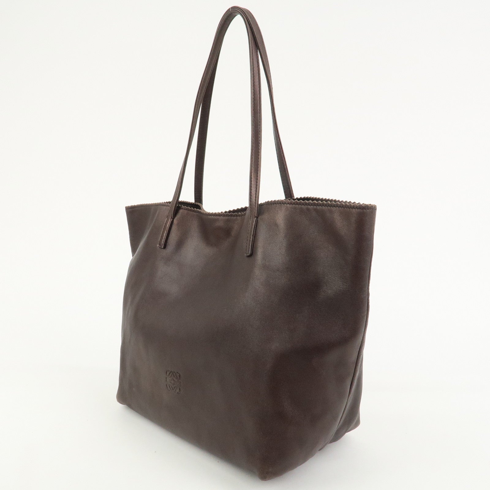 LOEWE Anagram Nappa Leather Aura Tote Bag Shoulder Bag Brown