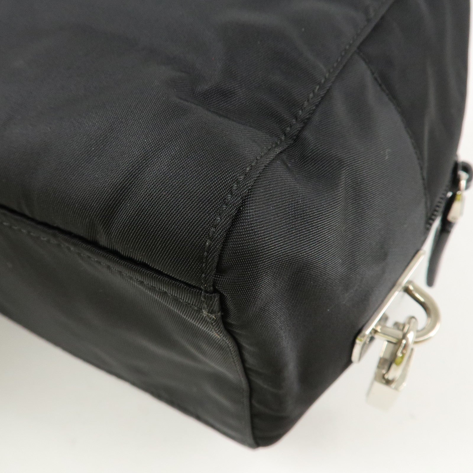 PRADA Evening Triangle Logo Leather Nylon Bijou Boston Bag Shoulder Bag Used