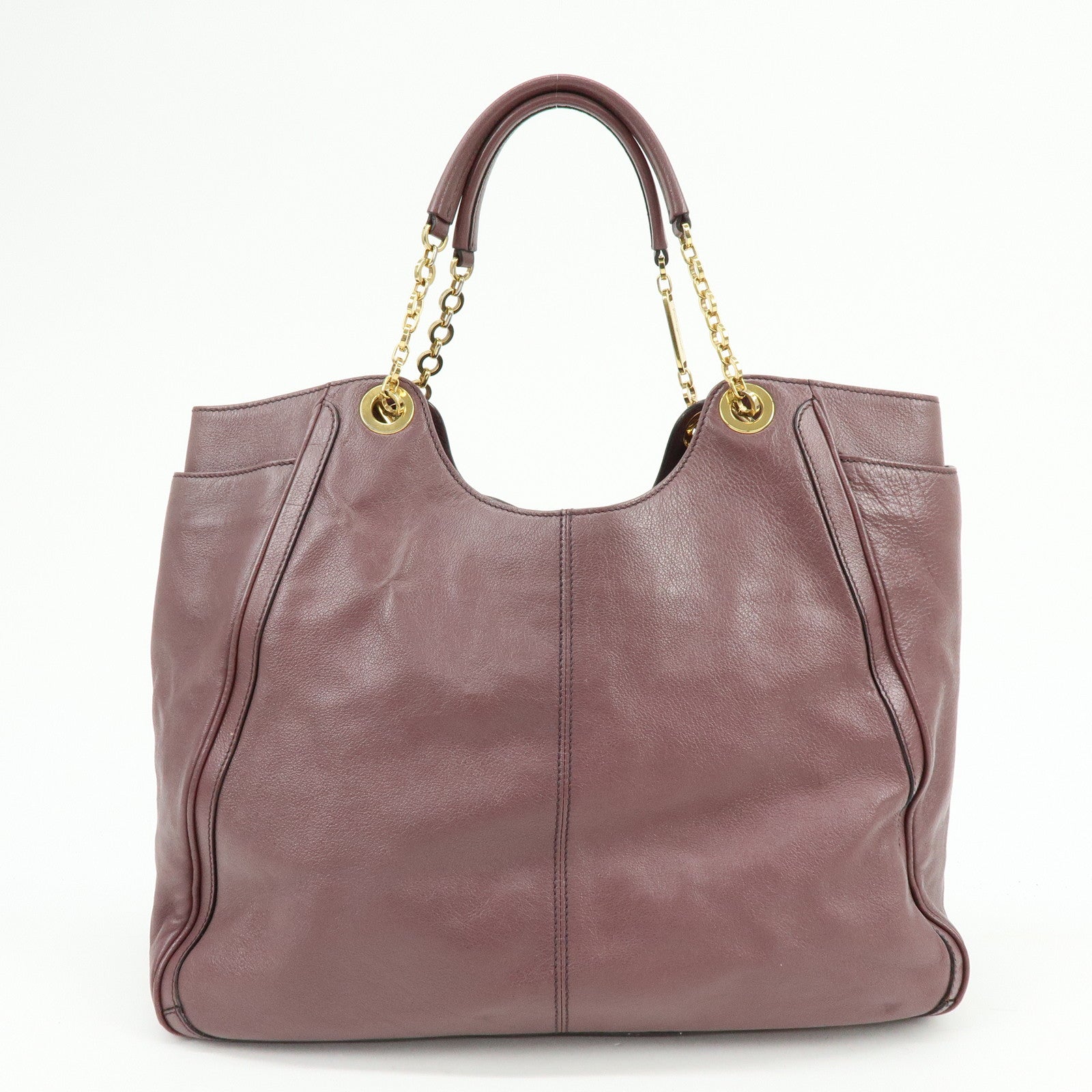 Ferragamo Gancini Leather Tote Bag Hand Bag Light Purple