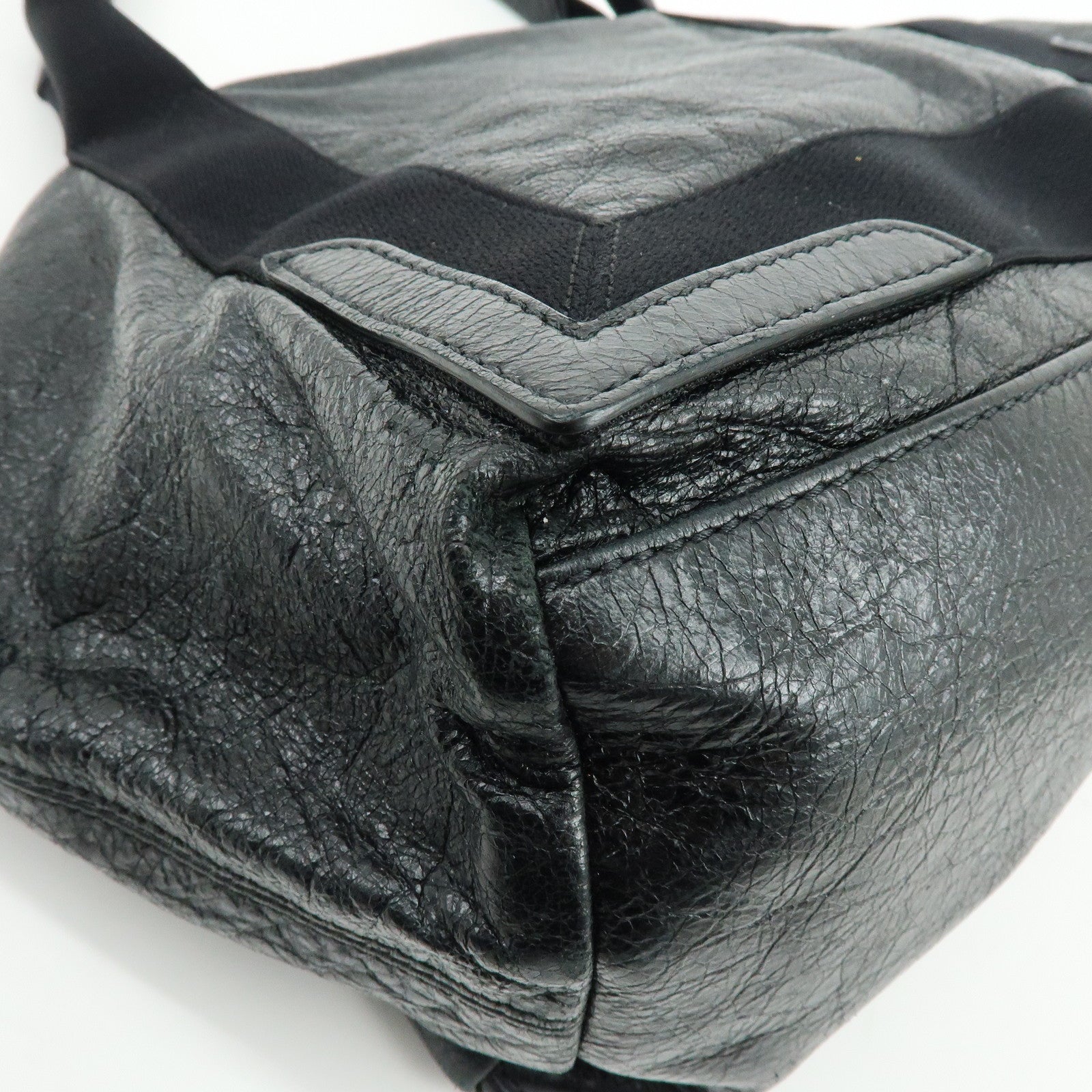 BALENCIAGA Navy Cabas Leather Small Tote Bag Black 339933