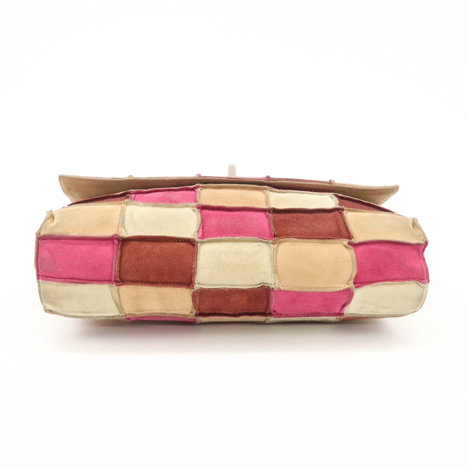 CHANEL 2.55 Suede Patchwork Chain Shoulder Bag Multicolor A14528 Used